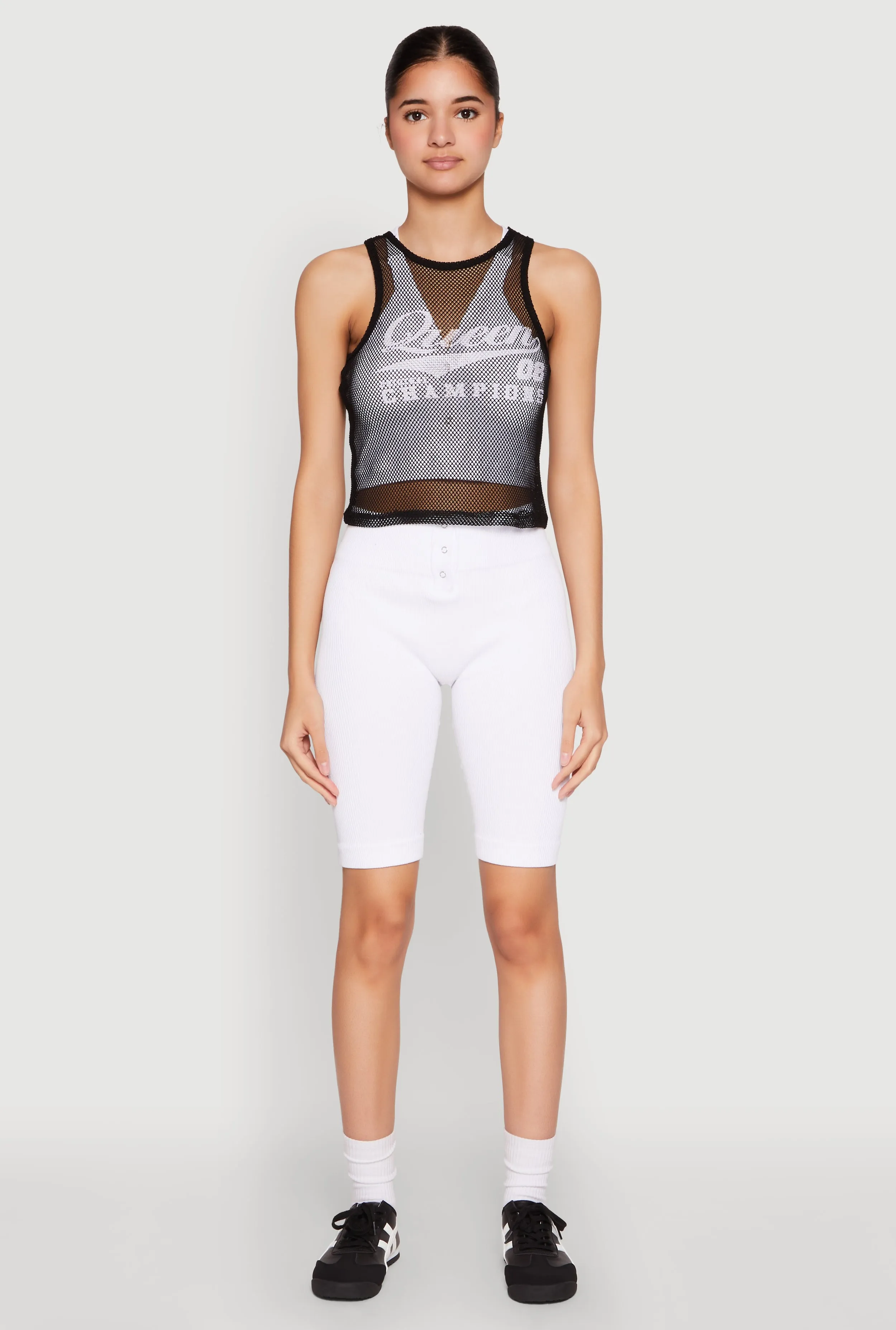 Queen Champions Graphic Fishnet Crop Top sold by Rainbow product image thumbnail 3