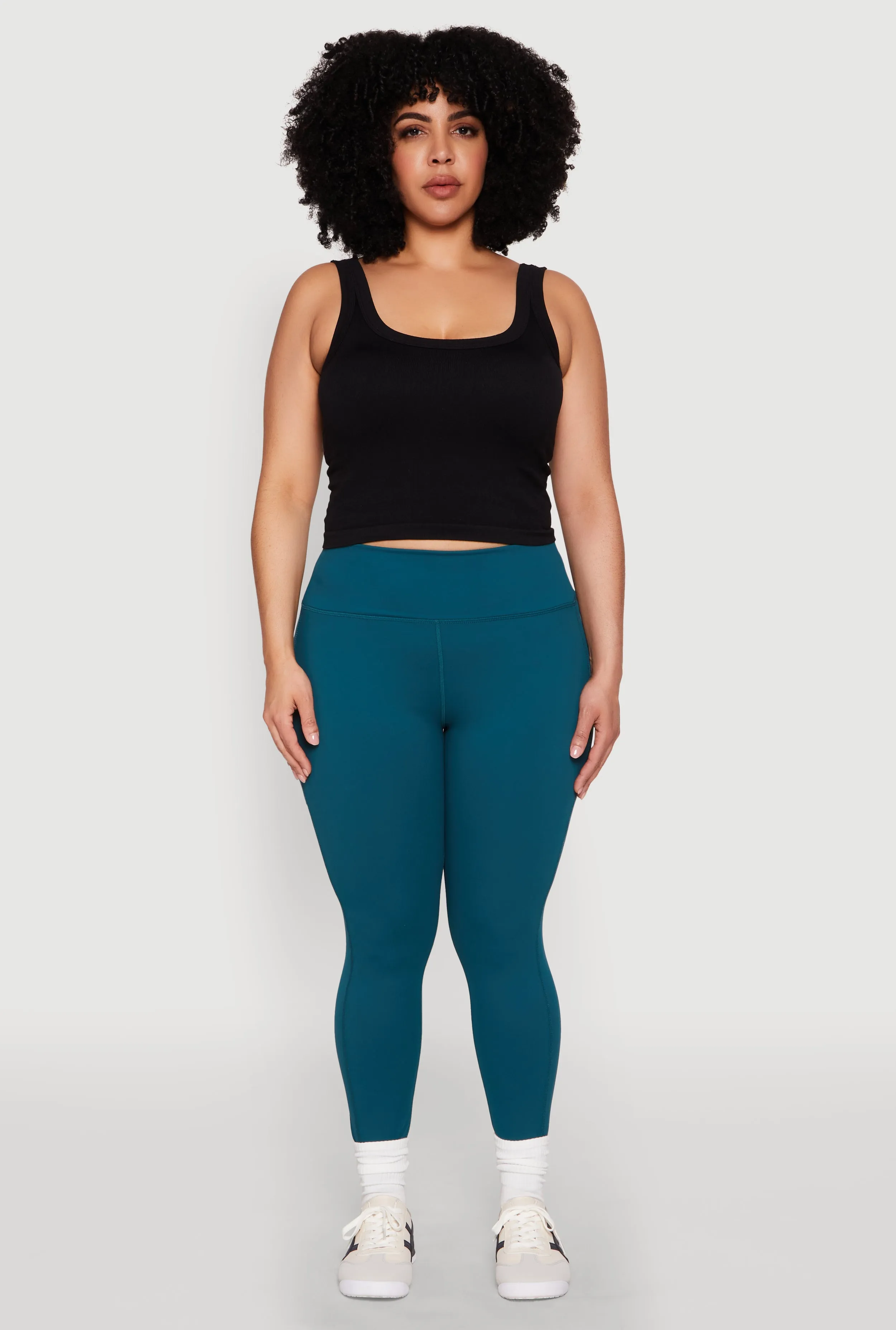 Plus Size Snatched High Waisted Cell Phone Pocket Leggings sold by Rainbow