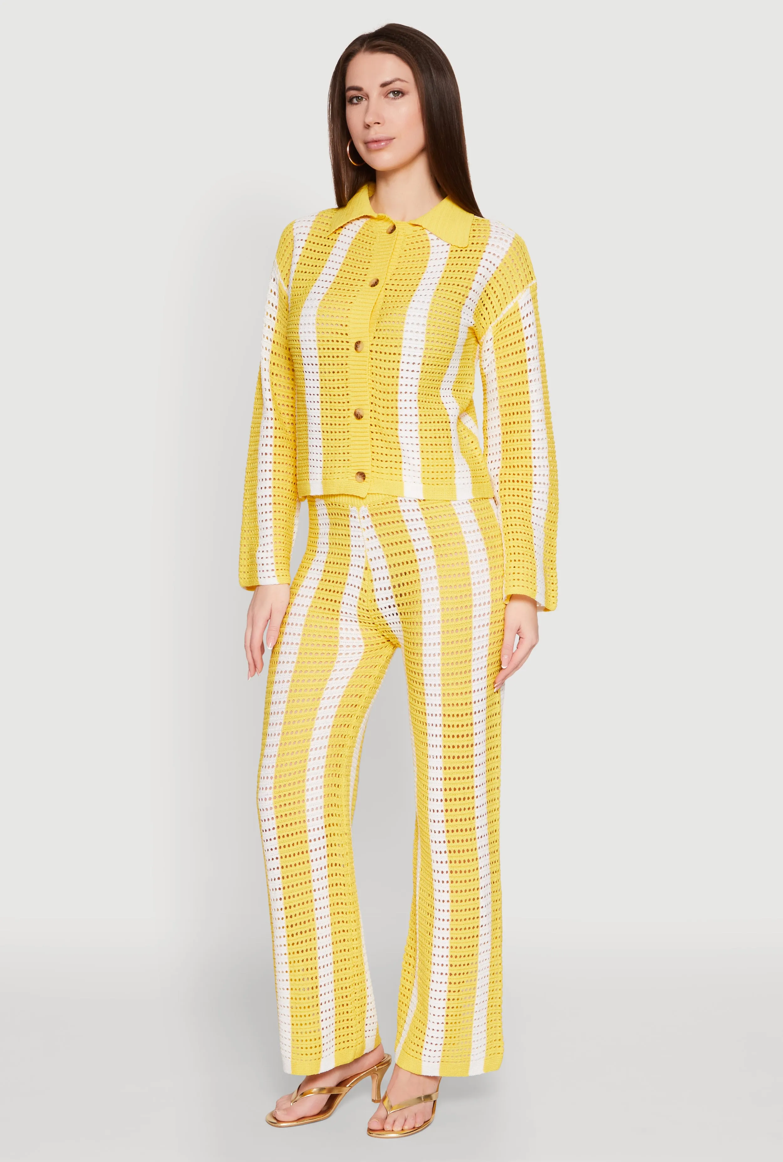 Daisy Striped Pointelle Crochet Pants sold by Rainbow