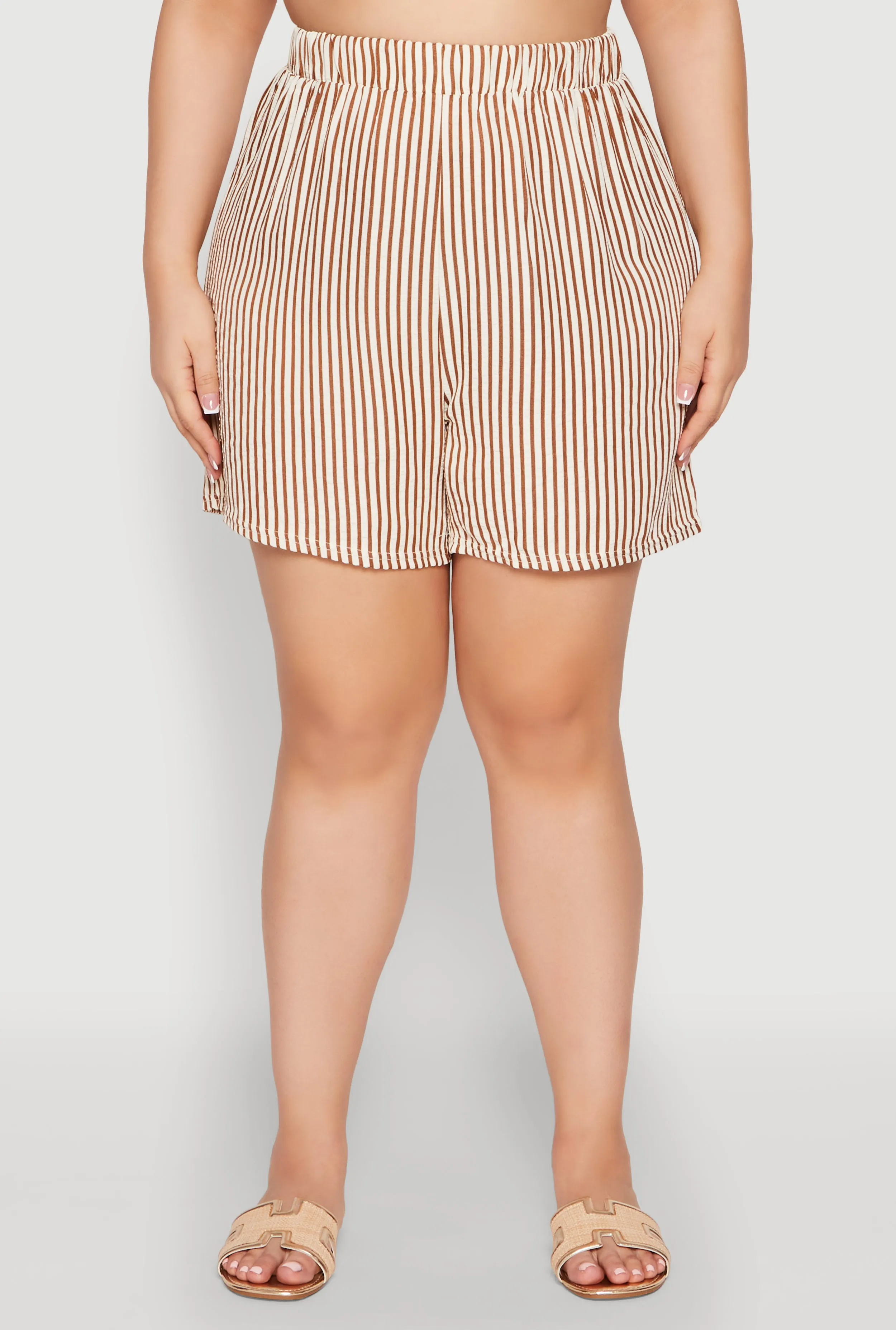 Plus Size High Waisted Striped Shorts sold by Rainbow product image thumbnail 5