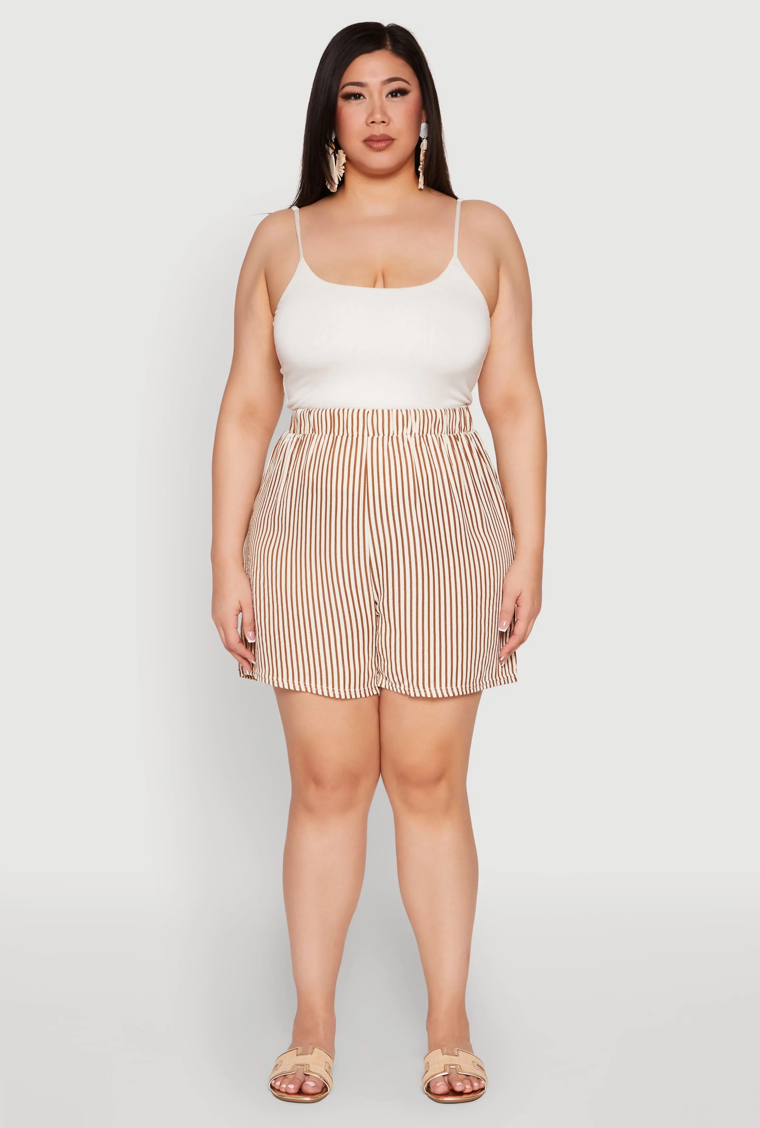 Plus Size High Waisted Striped Shorts sold by Rainbow product image thumbnail 2