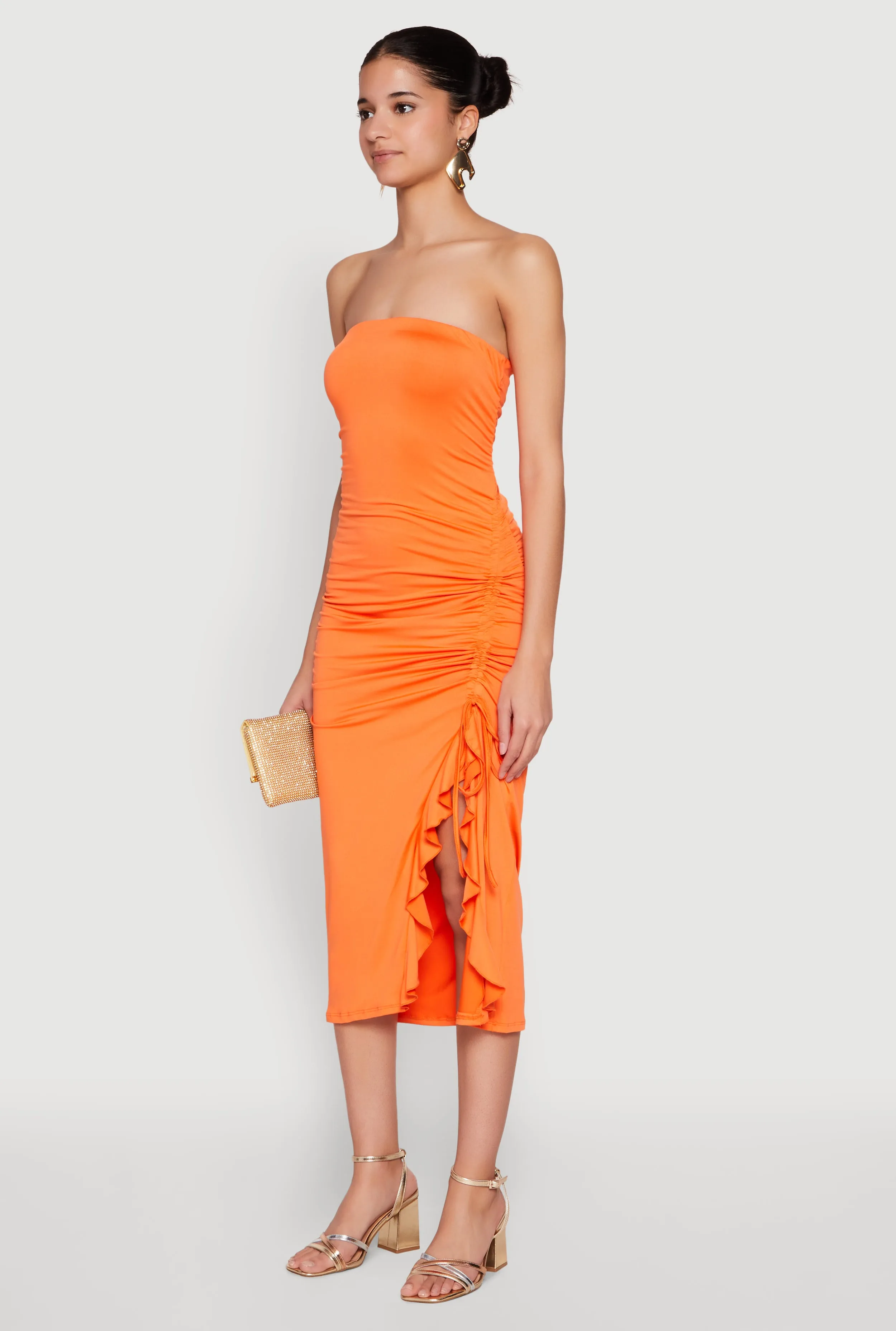 Side Ruched Midi Tube Dress sold by Rainbow product image thumbnail 3