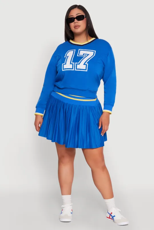 Plus Size Contrast Trim Pleated Skort sold by Rainbow