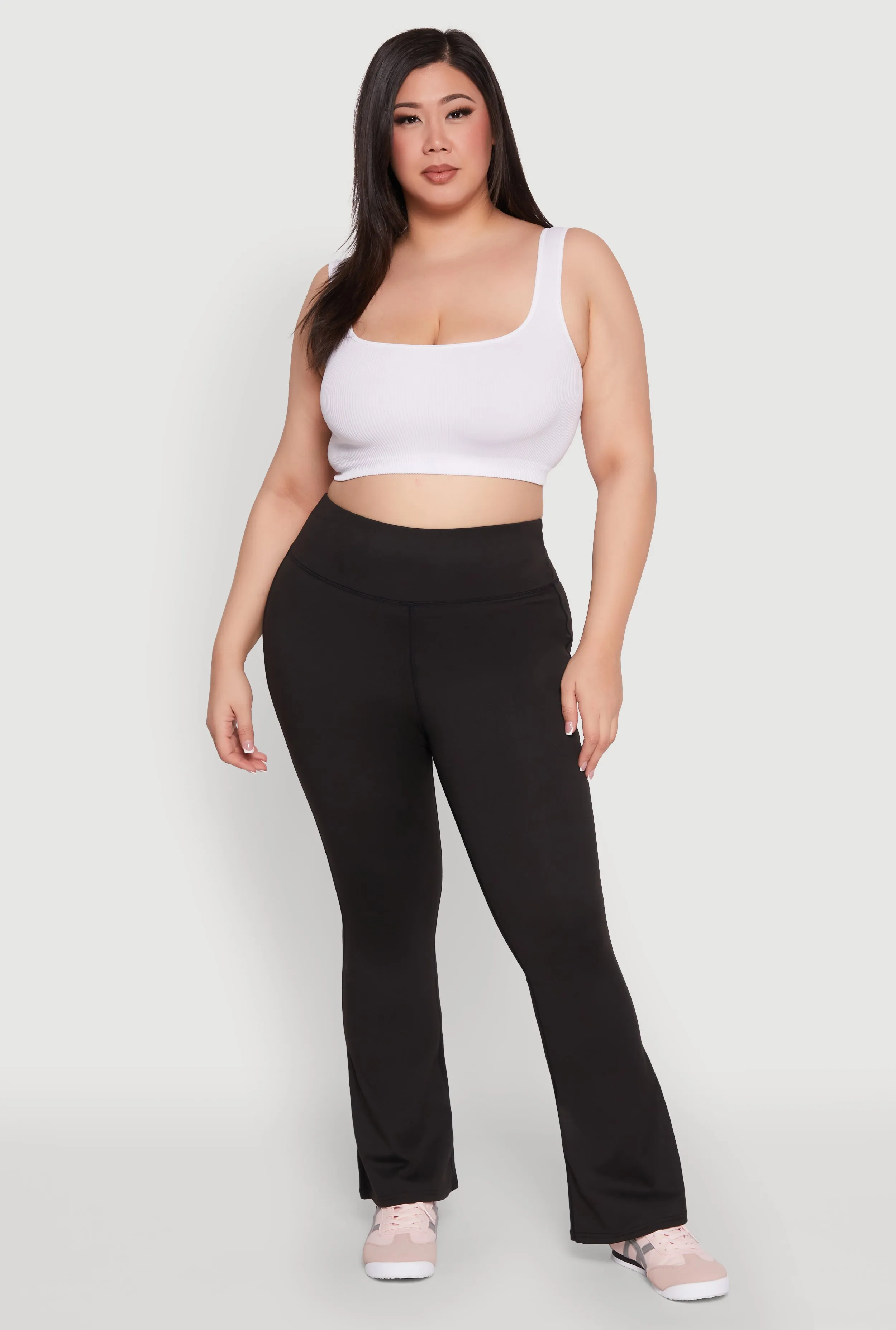 Plus Size Snatched High Waisted Flared Active Pants sold by Rainbow