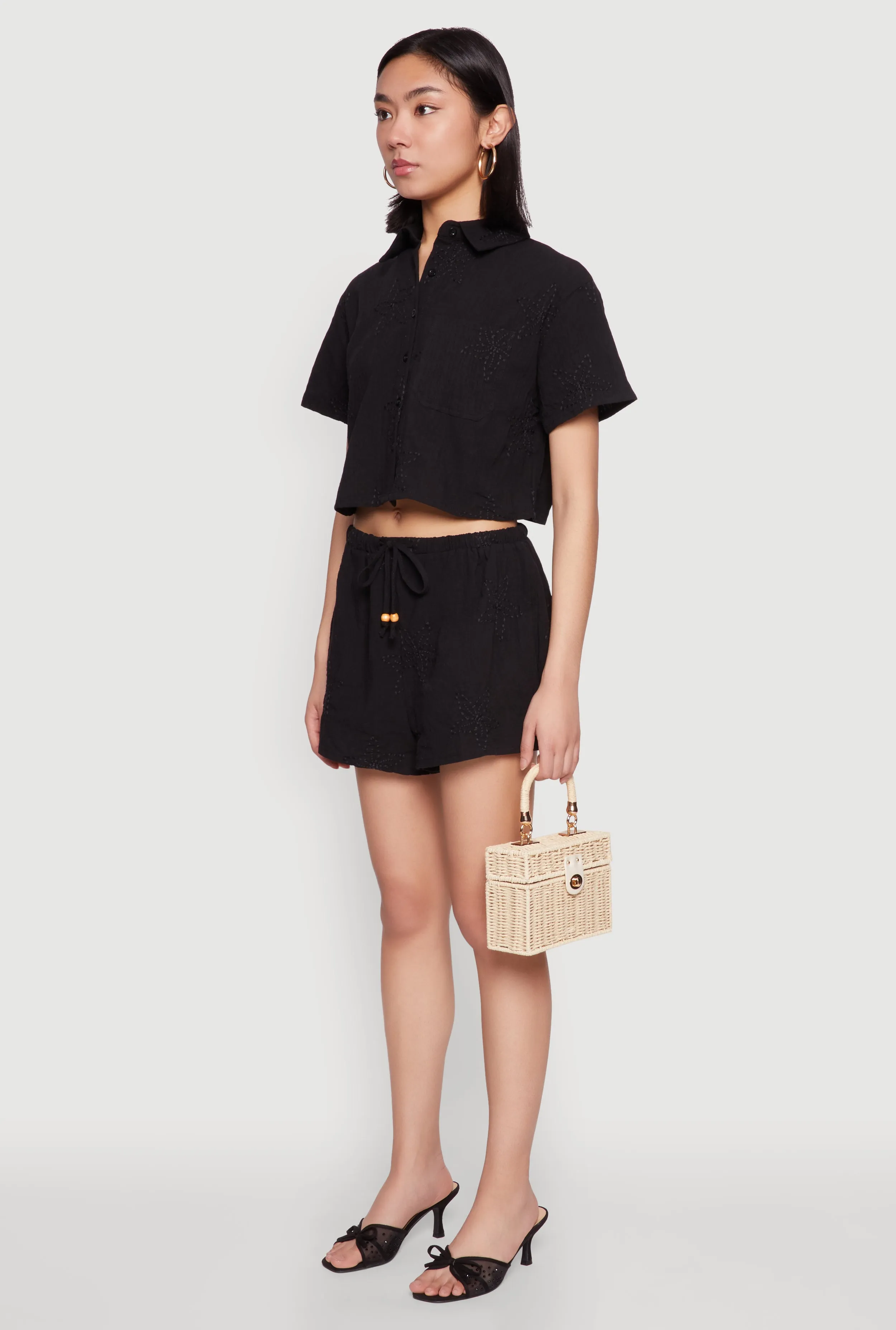 Haute Monde Decorative Stitch Cropped Shirt sold by Rainbow product image thumbnail 5