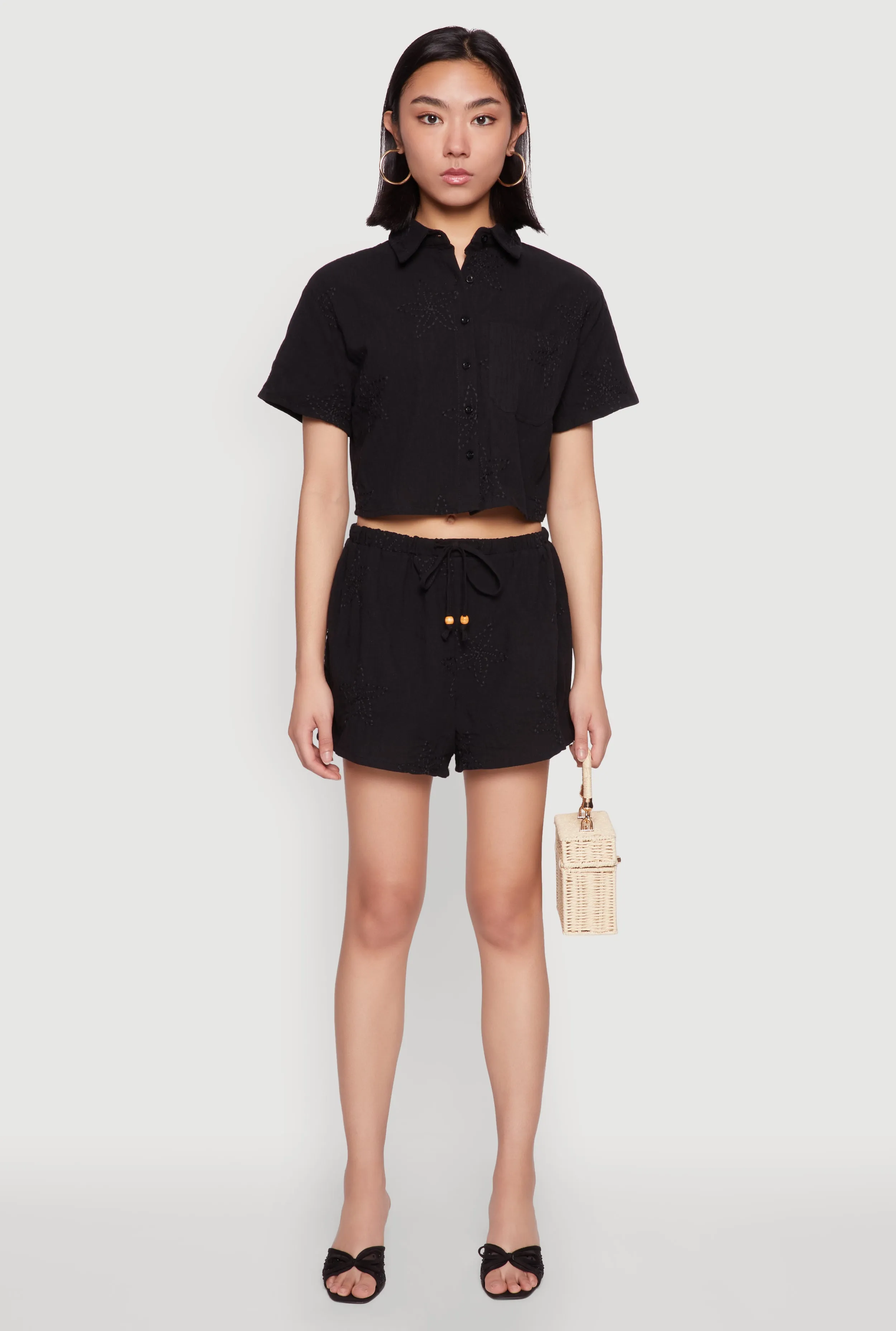 Haute Monde Decorative Stitch Cropped Shirt sold by Rainbow product image thumbnail 3