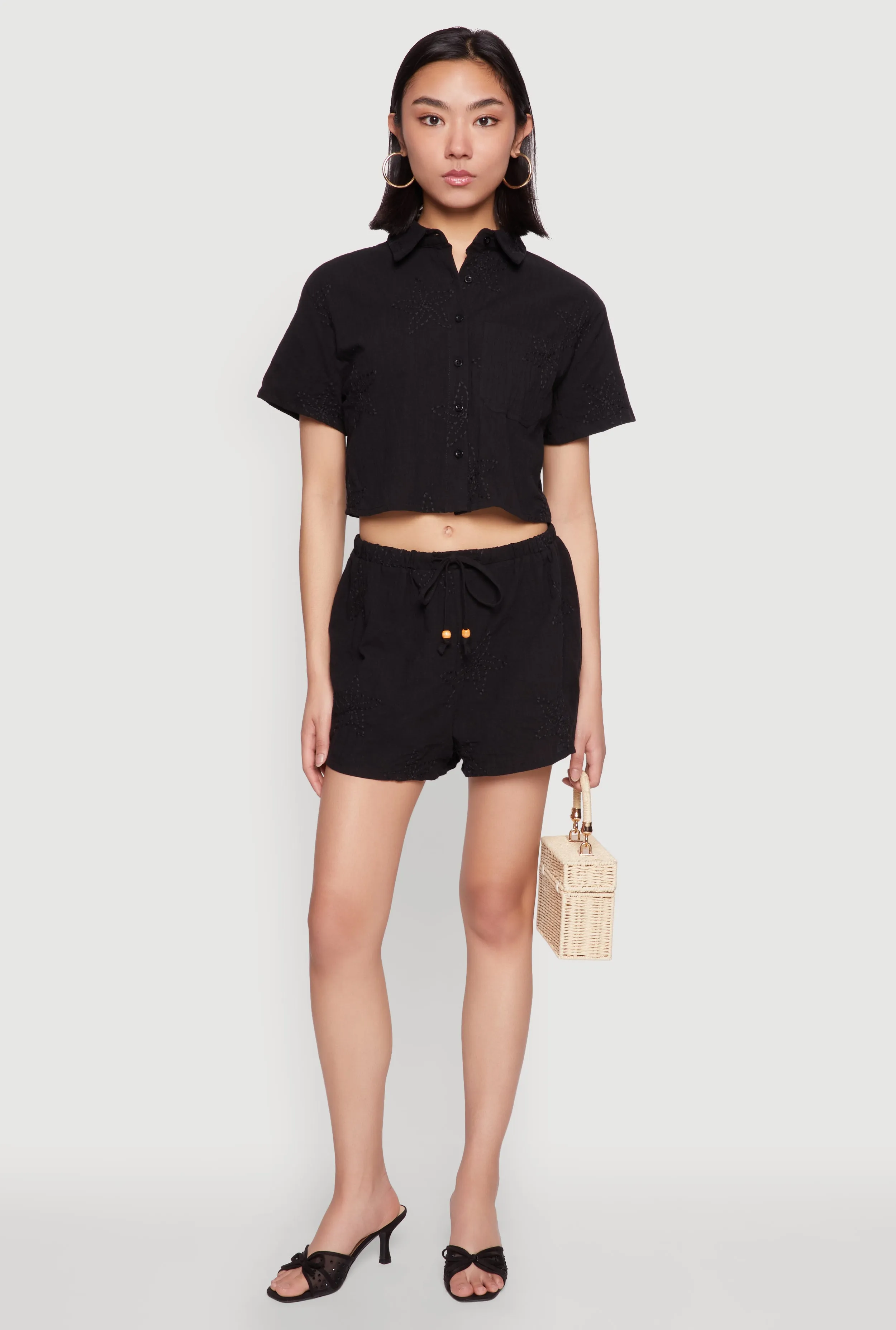 Haute Monde Decorative Stitch Cropped Shirt sold by Rainbow product image thumbnail 2