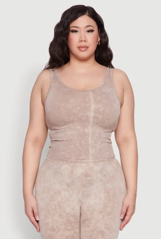 Plus Size Seamless Mineral Wash Tank Top sold by Rainbow