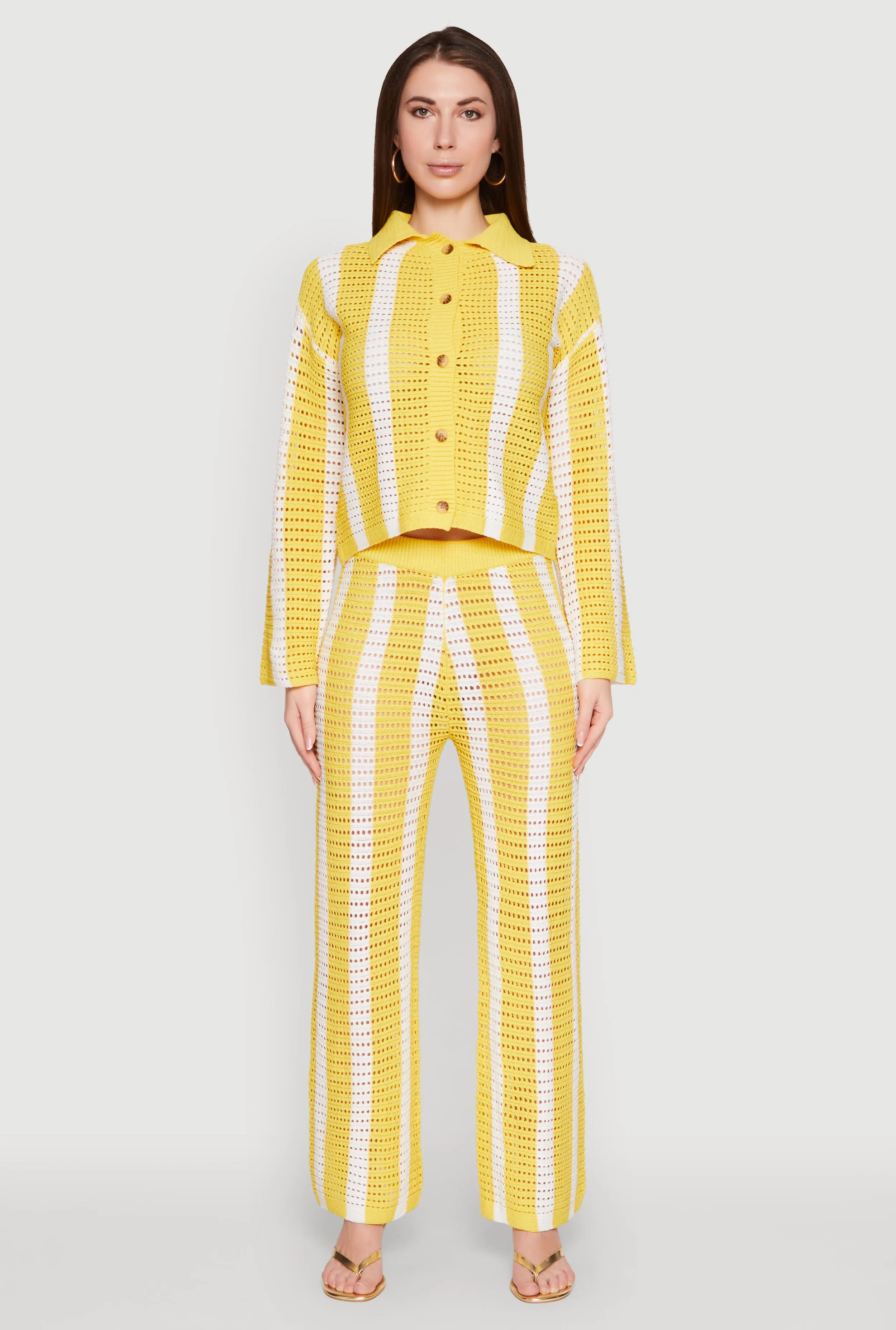 Daisy Striped Pointelle Crochet Shirt sold by Rainbow product image thumbnail 3