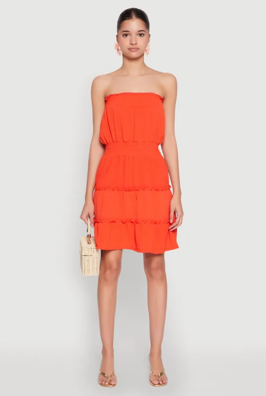 Strapless Smocked Tiered Mini Dress sold by Rainbow