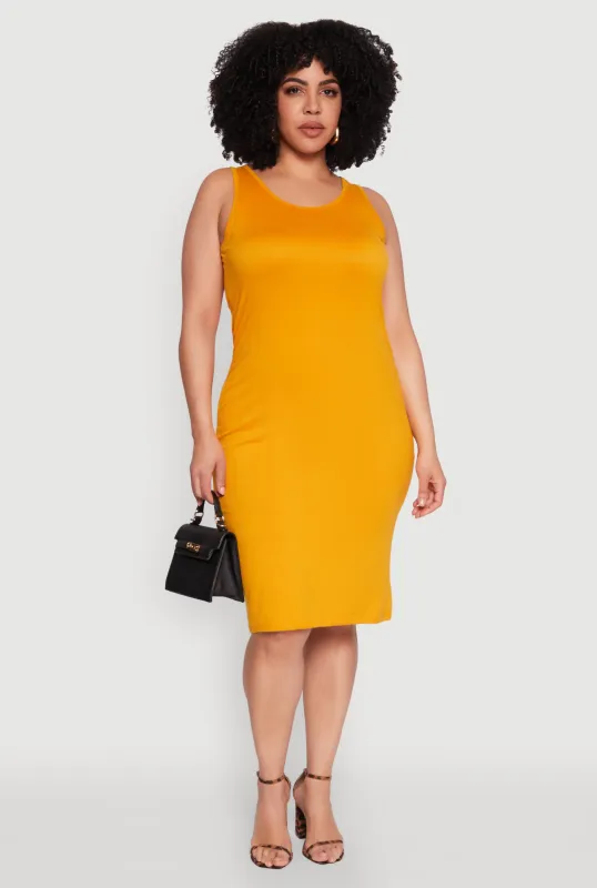 Plus Size Scoop Neck Midi Dress sold by Rainbow