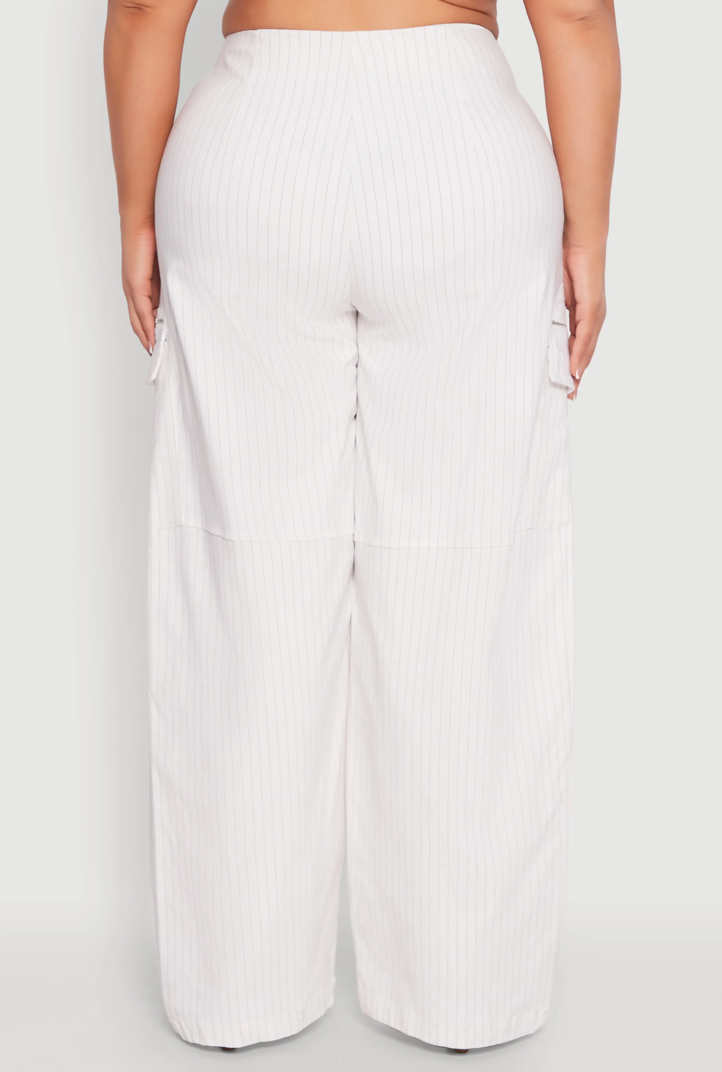 Plus Size Pinstripe Zip Cargo Dress Pants sold by Rainbow product image thumbnail 5