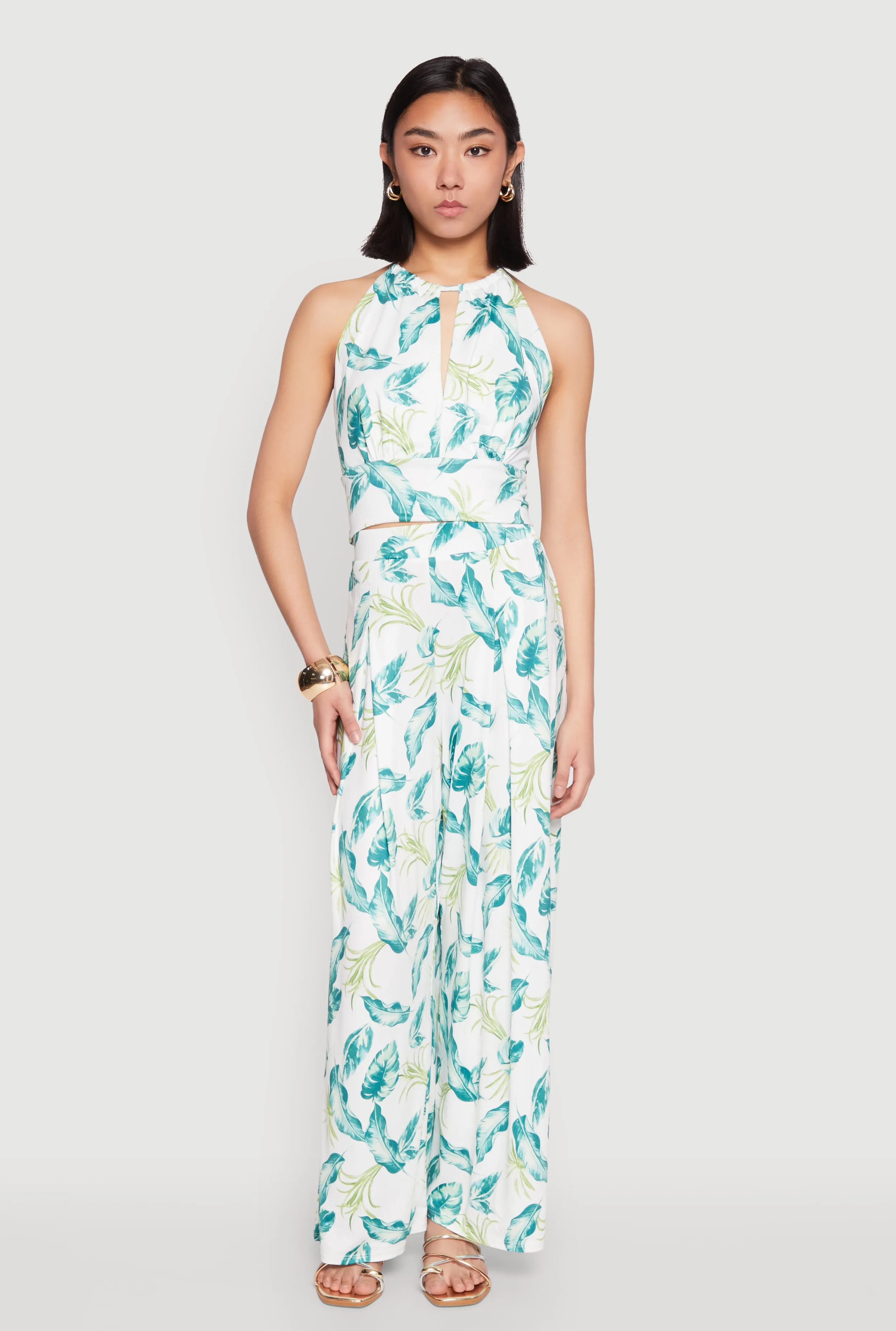 Iris Leaf Print Palazzo Pants sold by Rainbow