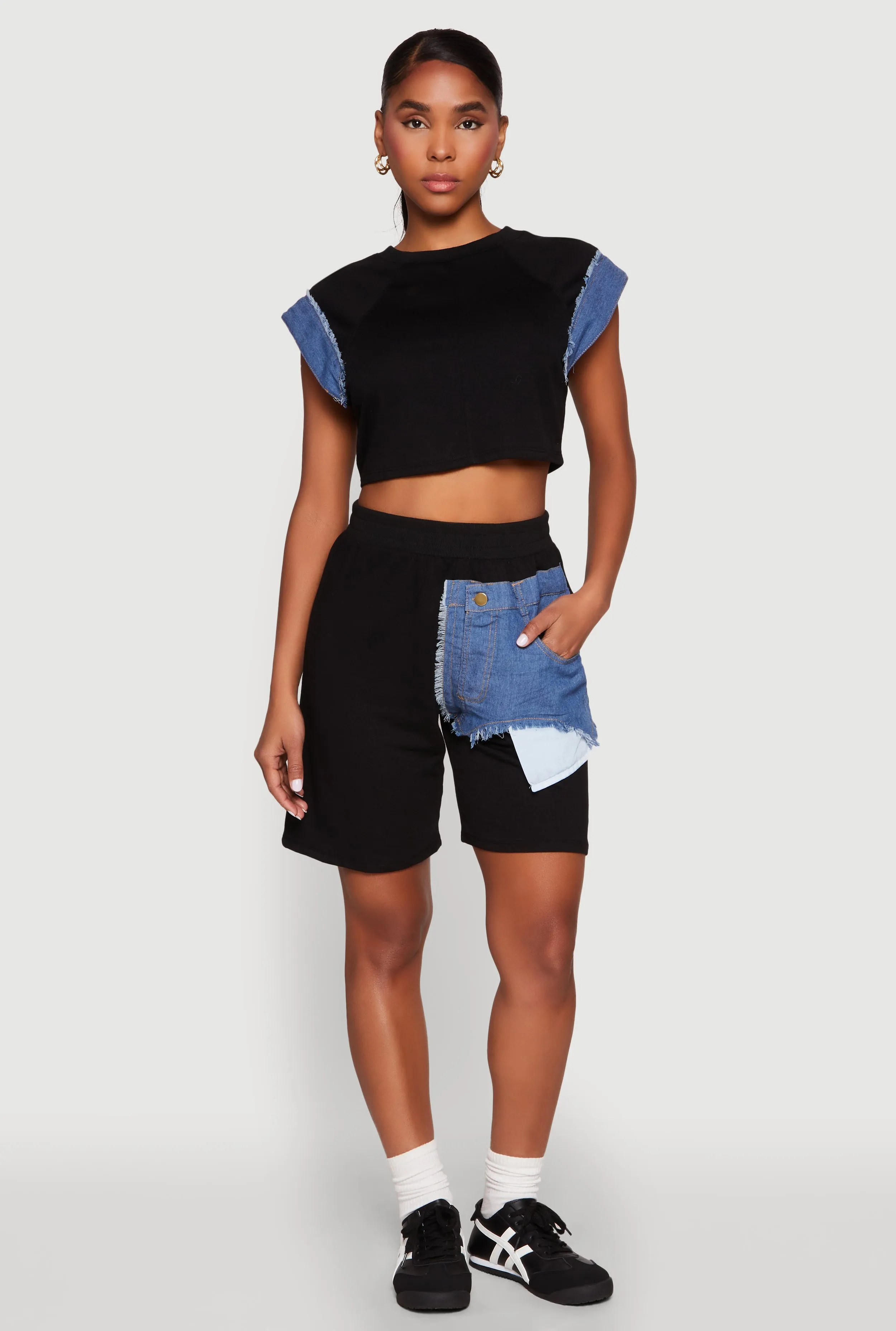 Denim Patch Pocket French Terry Shorts sold by Rainbow product image thumbnail 2