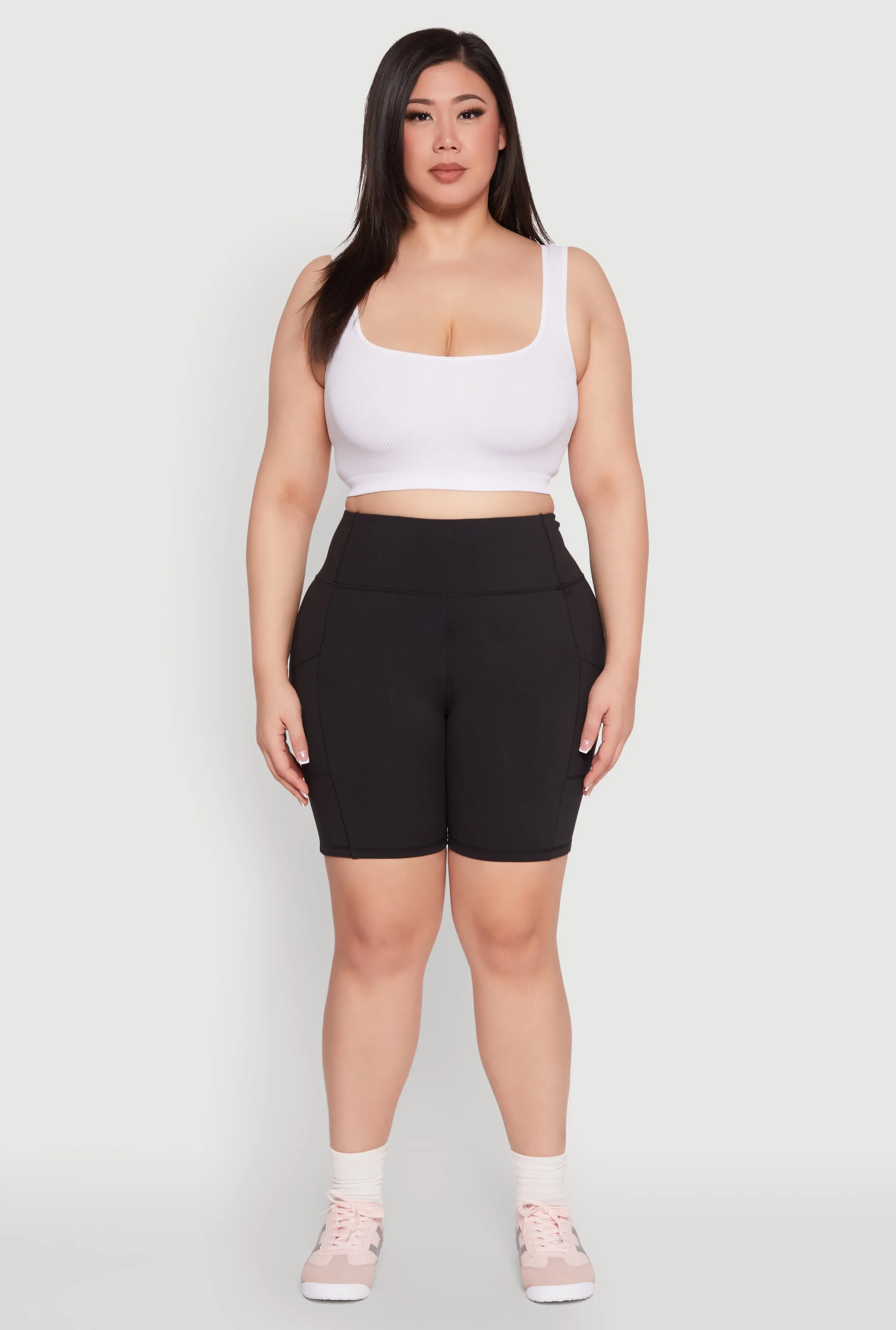 Plus Size Cell Phone Pocket Snatched Bike Shorts sold by Rainbow