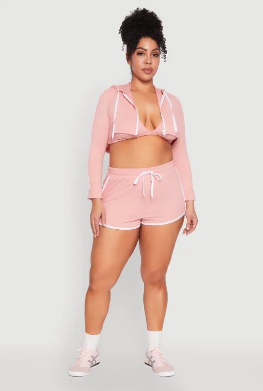 Plus Size Contrast Trim Dolphin Shorts sold by Rainbow