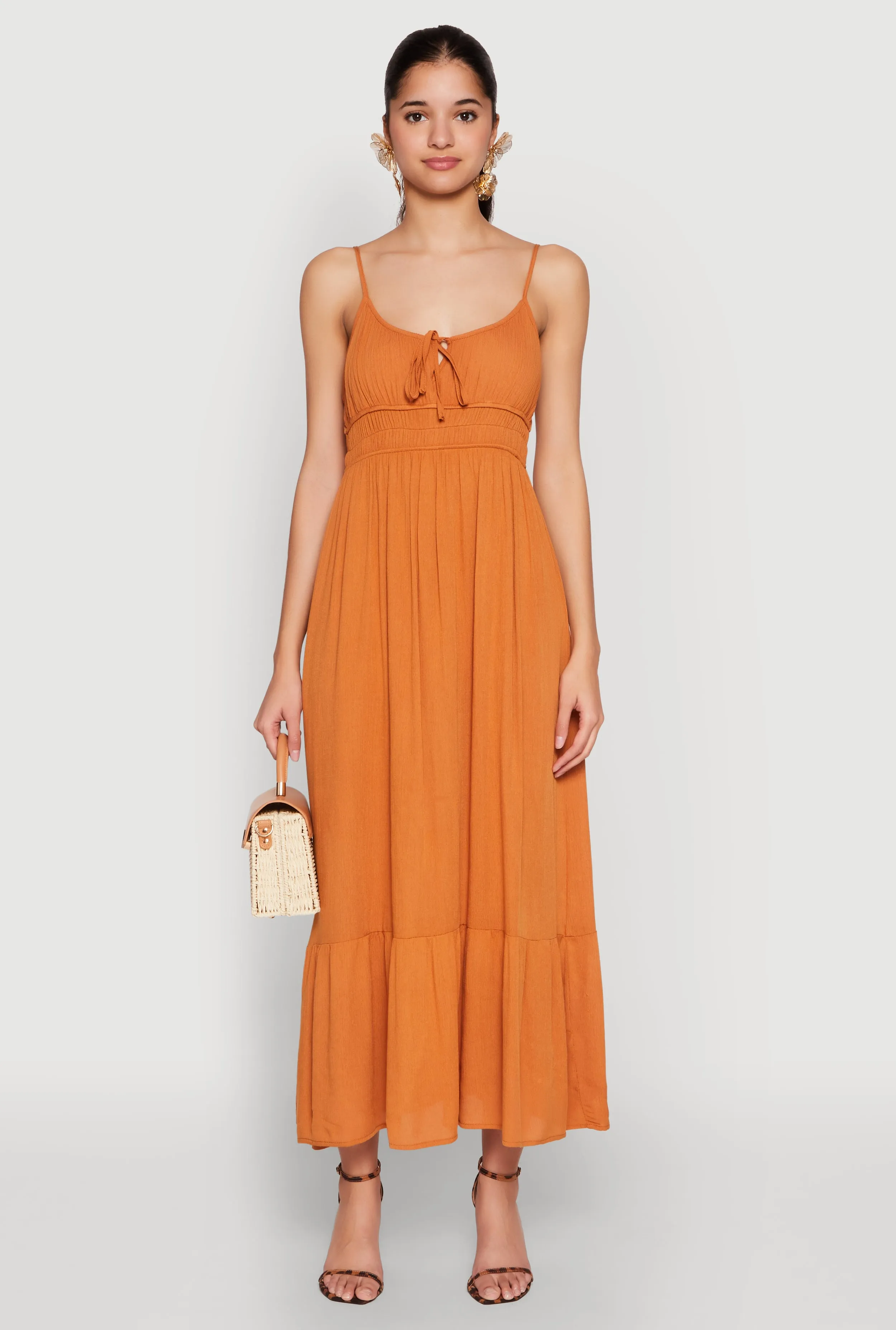 Tie Front Keyhole Maxi Dress sold by Rainbow