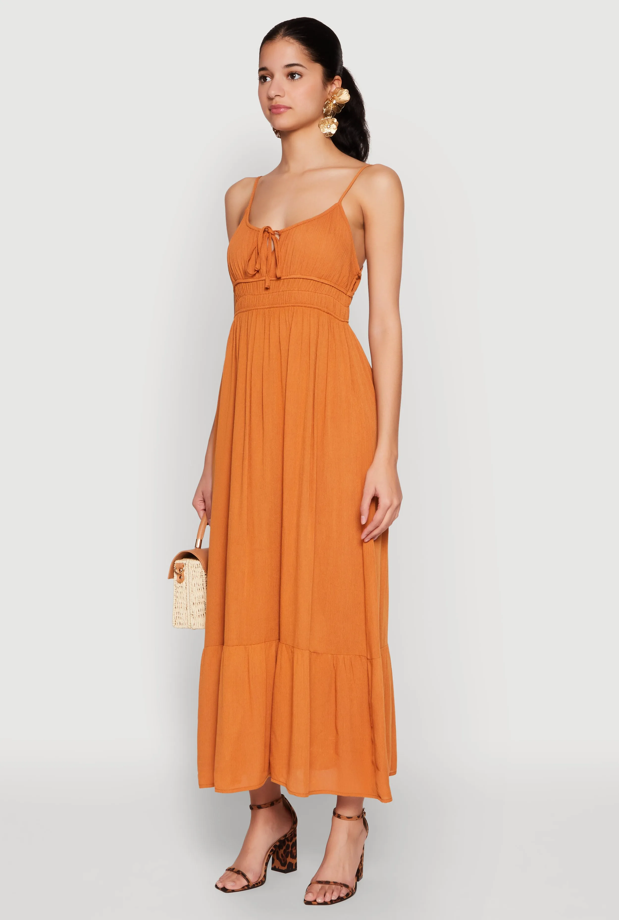 Tie Front Keyhole Maxi Dress sold by Rainbow product image thumbnail 3