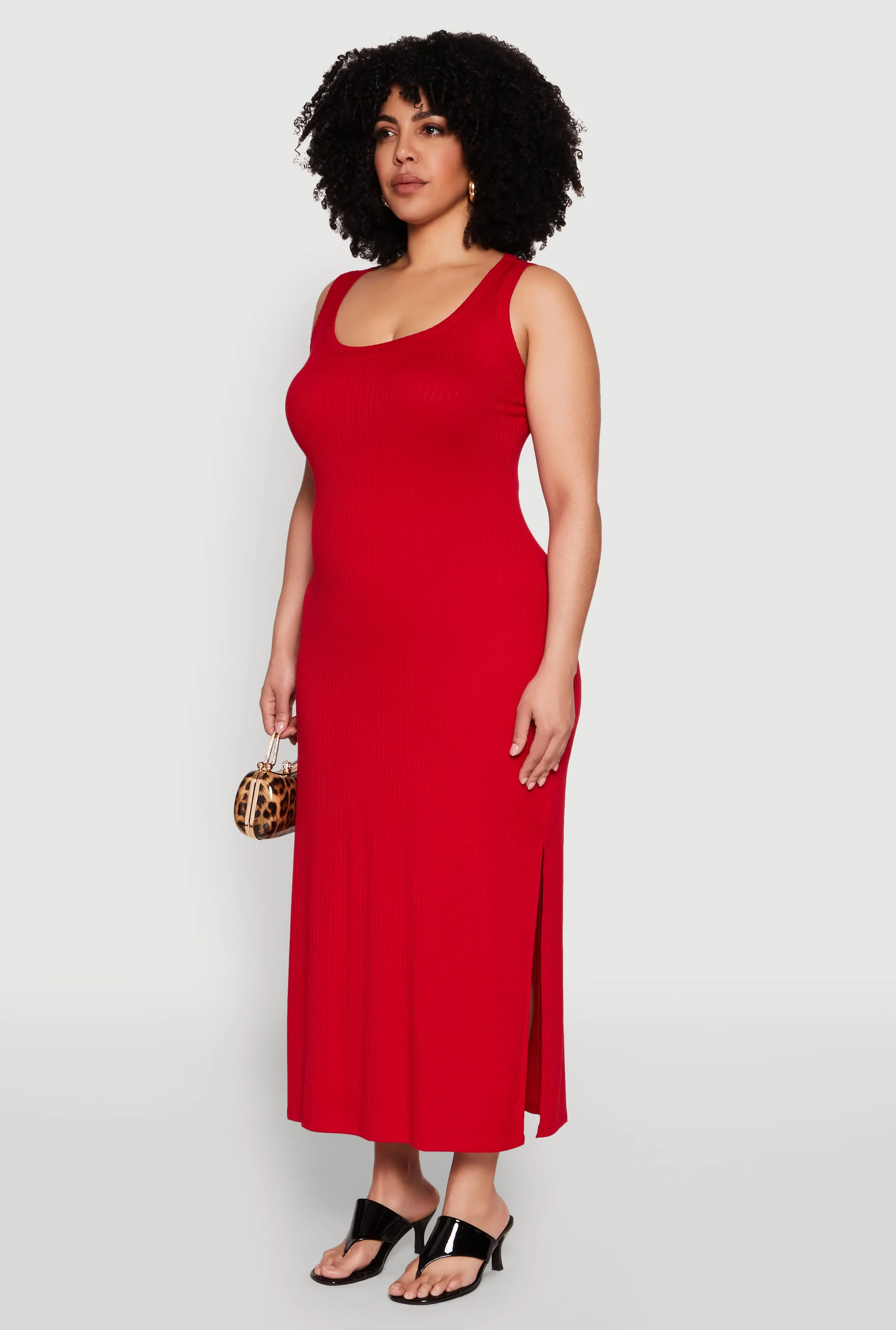 Plus Size Scoop Neck Side Slit Midi Dress sold by Rainbow product image thumbnail 3