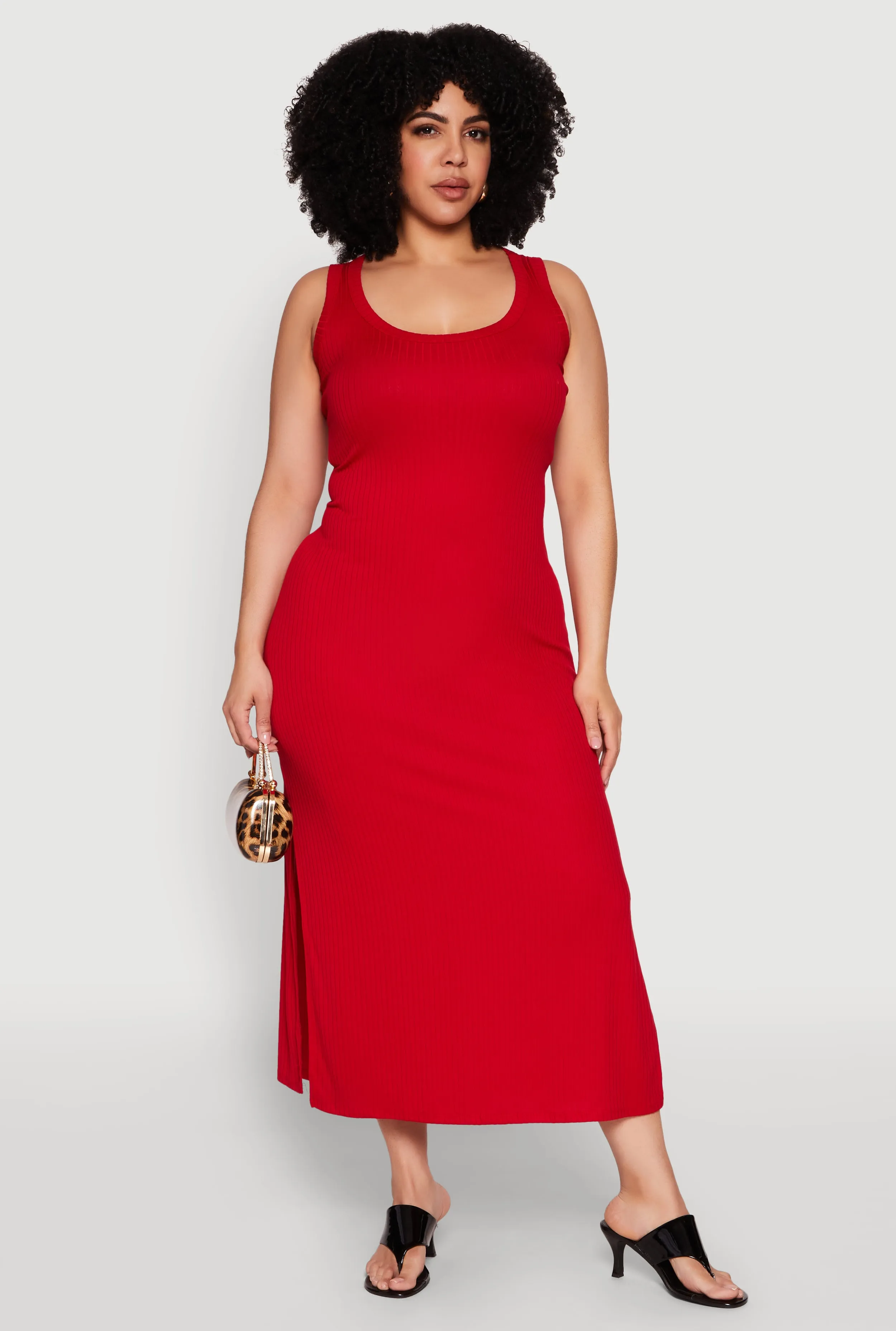 Plus Size Scoop Neck Side Slit Midi Dress sold by Rainbow