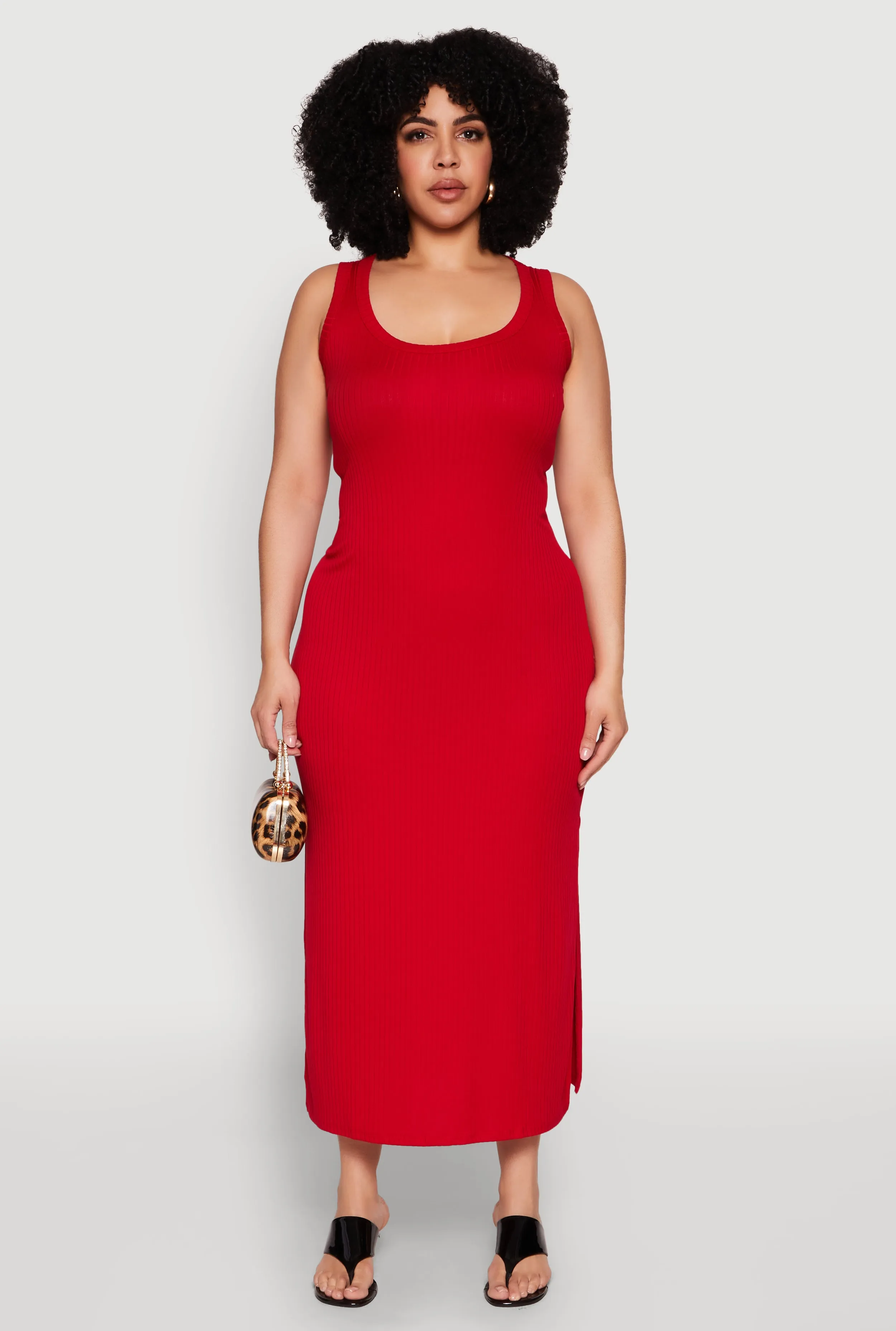 Plus Size Scoop Neck Side Slit Midi Dress sold by Rainbow product image thumbnail 2