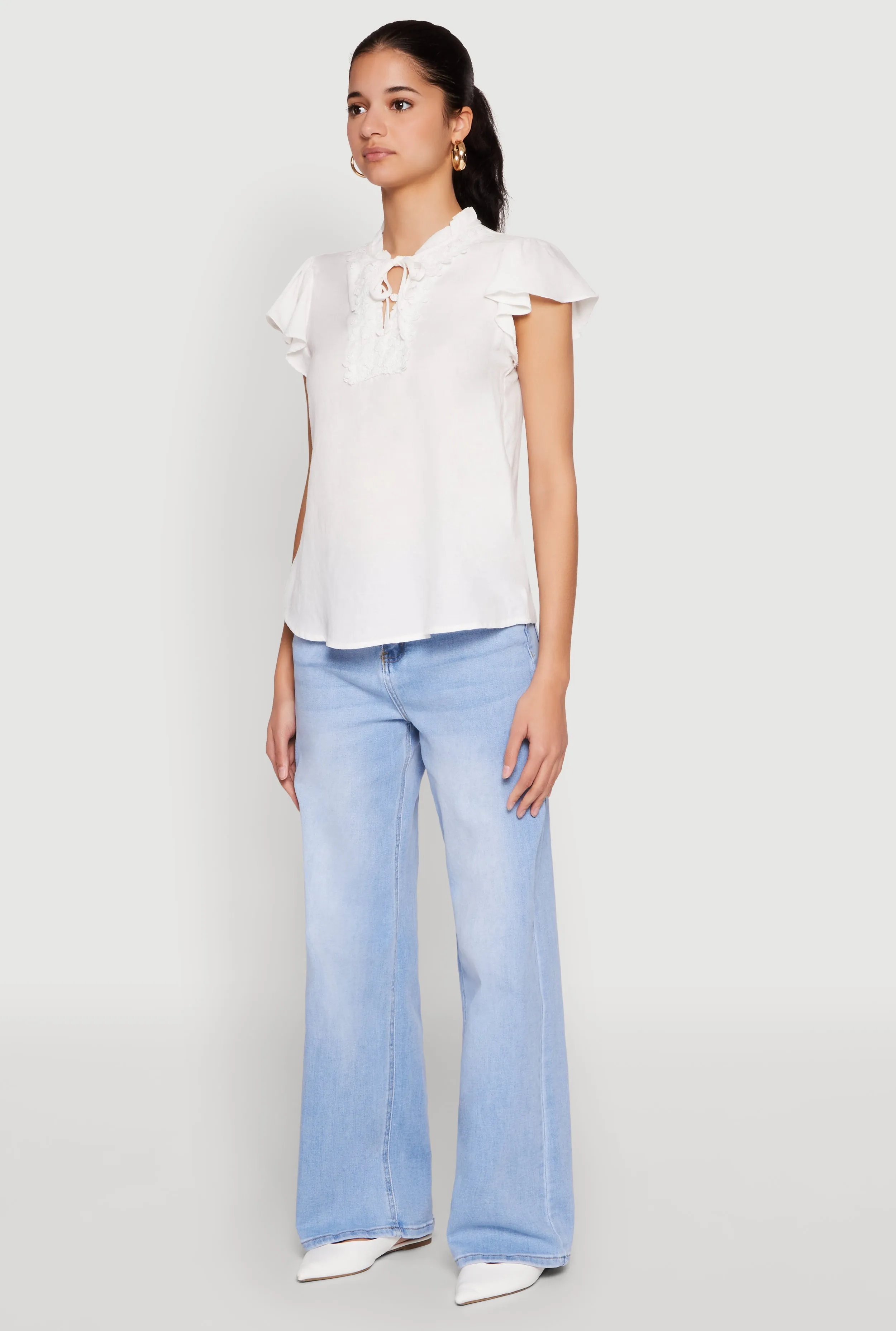 Iris Crochet Detail Flounce Sleeve Blouse sold by Rainbow product image thumbnail 5