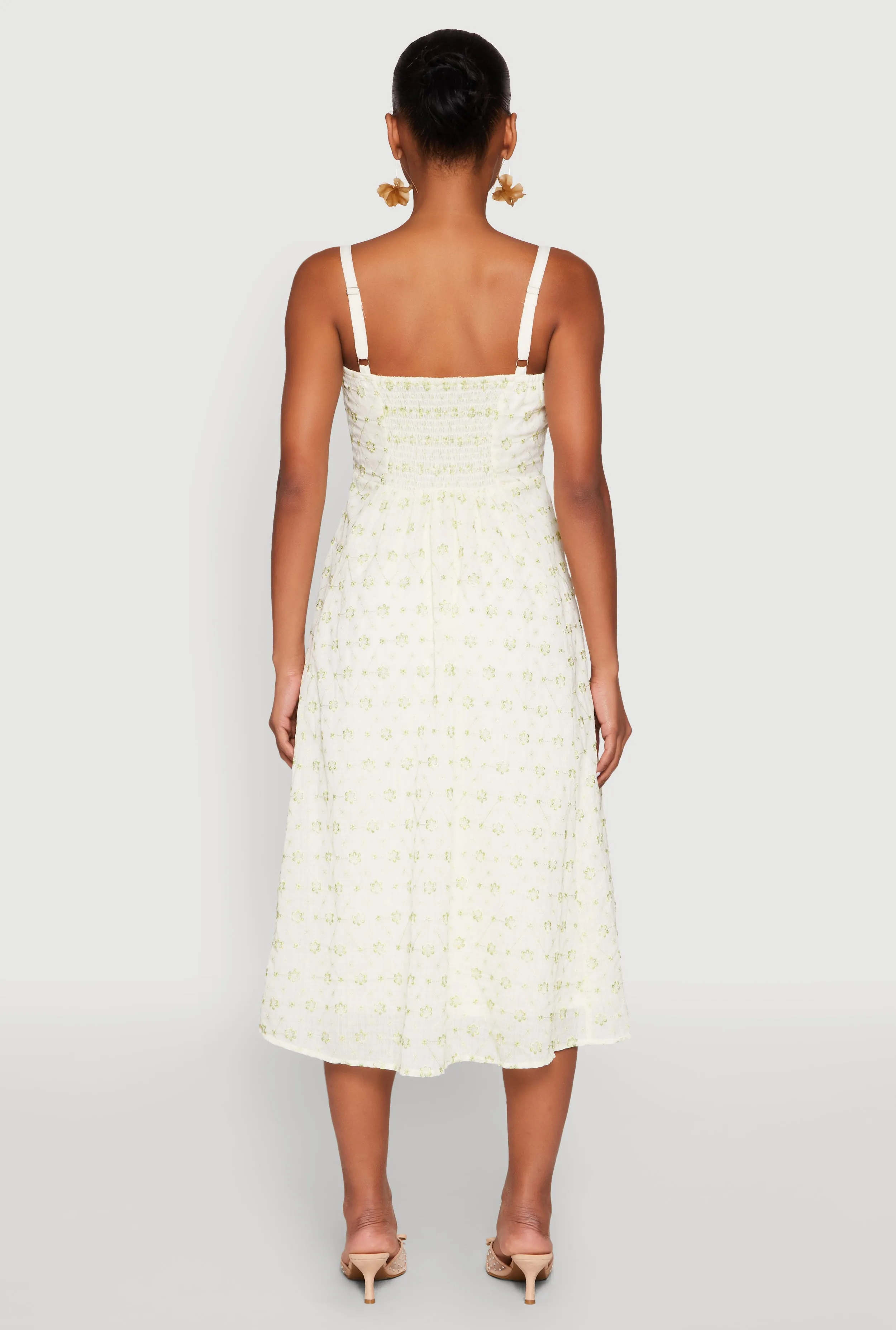 Floral Print Smocked Bustier Midi Dress sold by Rainbow product image thumbnail 5