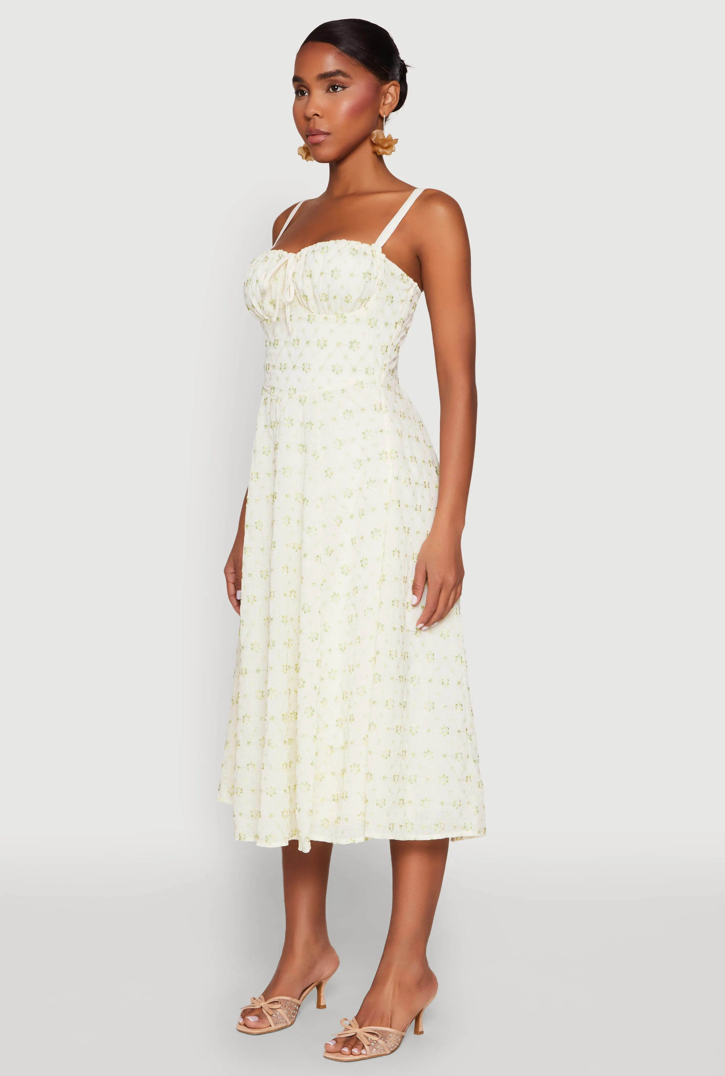 Floral Print Smocked Bustier Midi Dress sold by Rainbow product image thumbnail 3