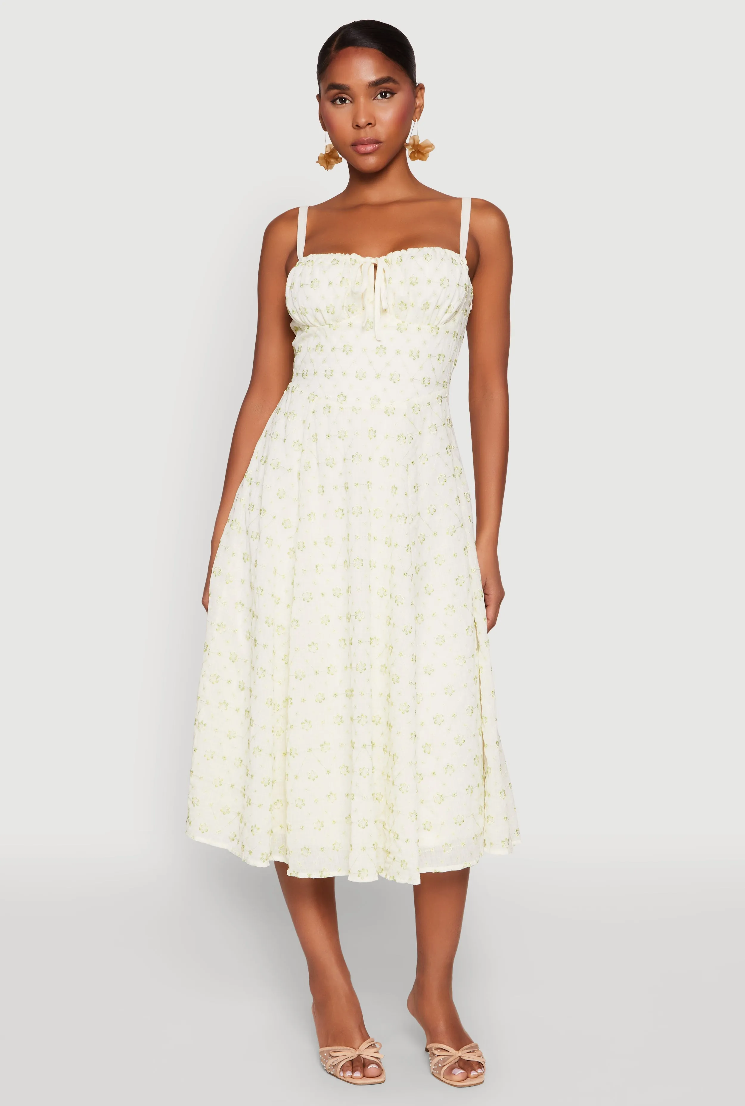 Floral Print Smocked Bustier Midi Dress sold by Rainbow product image thumbnail 2