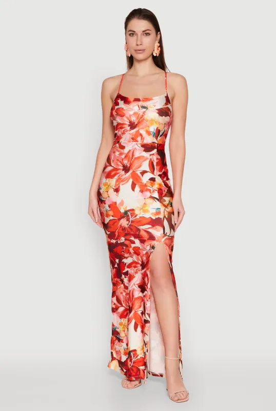 Iris Slit Front Floral Maxi Dress sold by Rainbow
