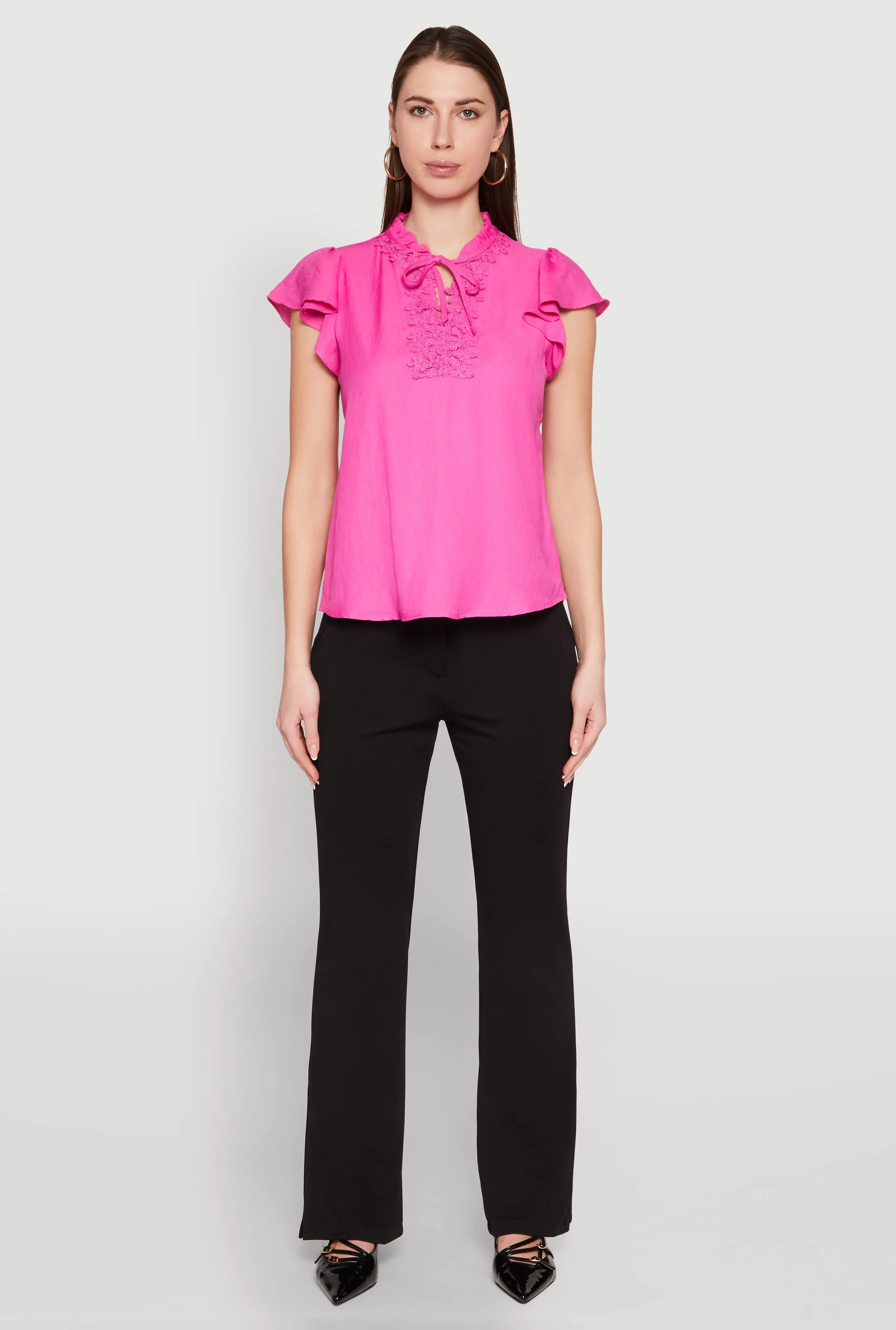 Iris Crochet Detail Flounce Sleeve Blouse sold by Rainbow product image thumbnail 3