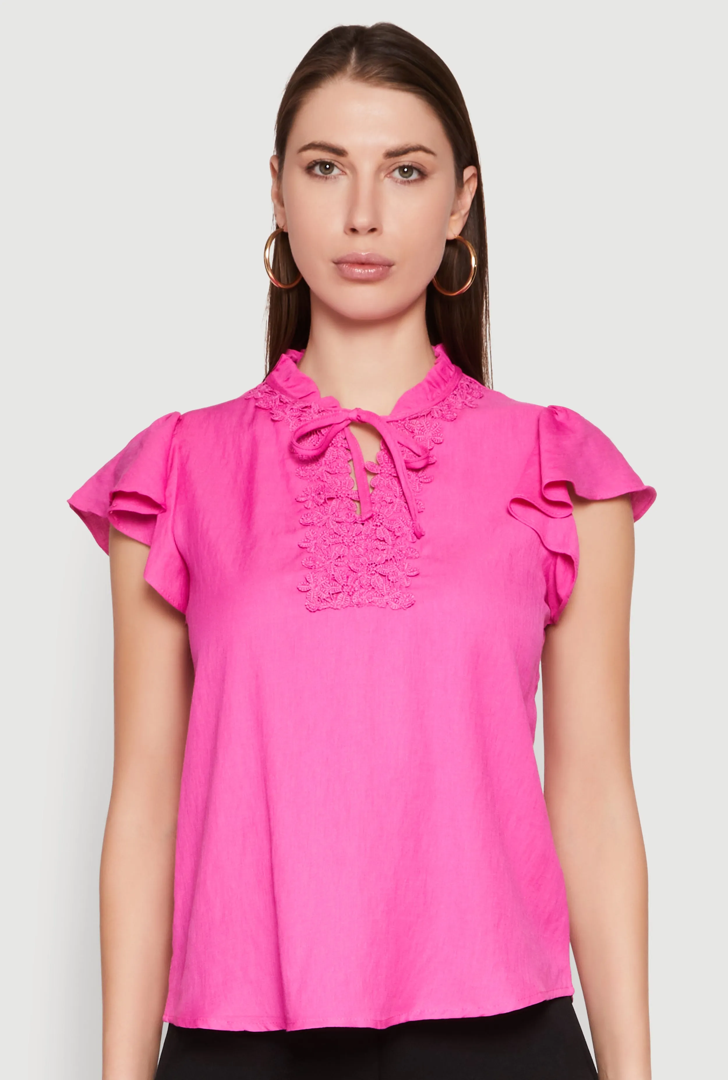 Iris Crochet Detail Flounce Sleeve Blouse sold by Rainbow product image thumbnail 2