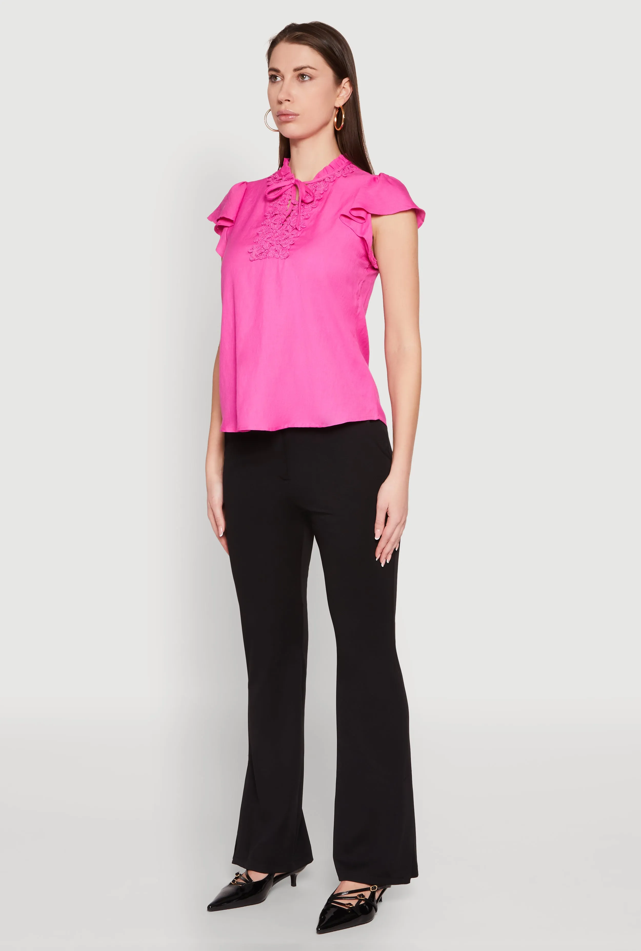 Iris Crochet Detail Flounce Sleeve Blouse sold by Rainbow product image thumbnail 5