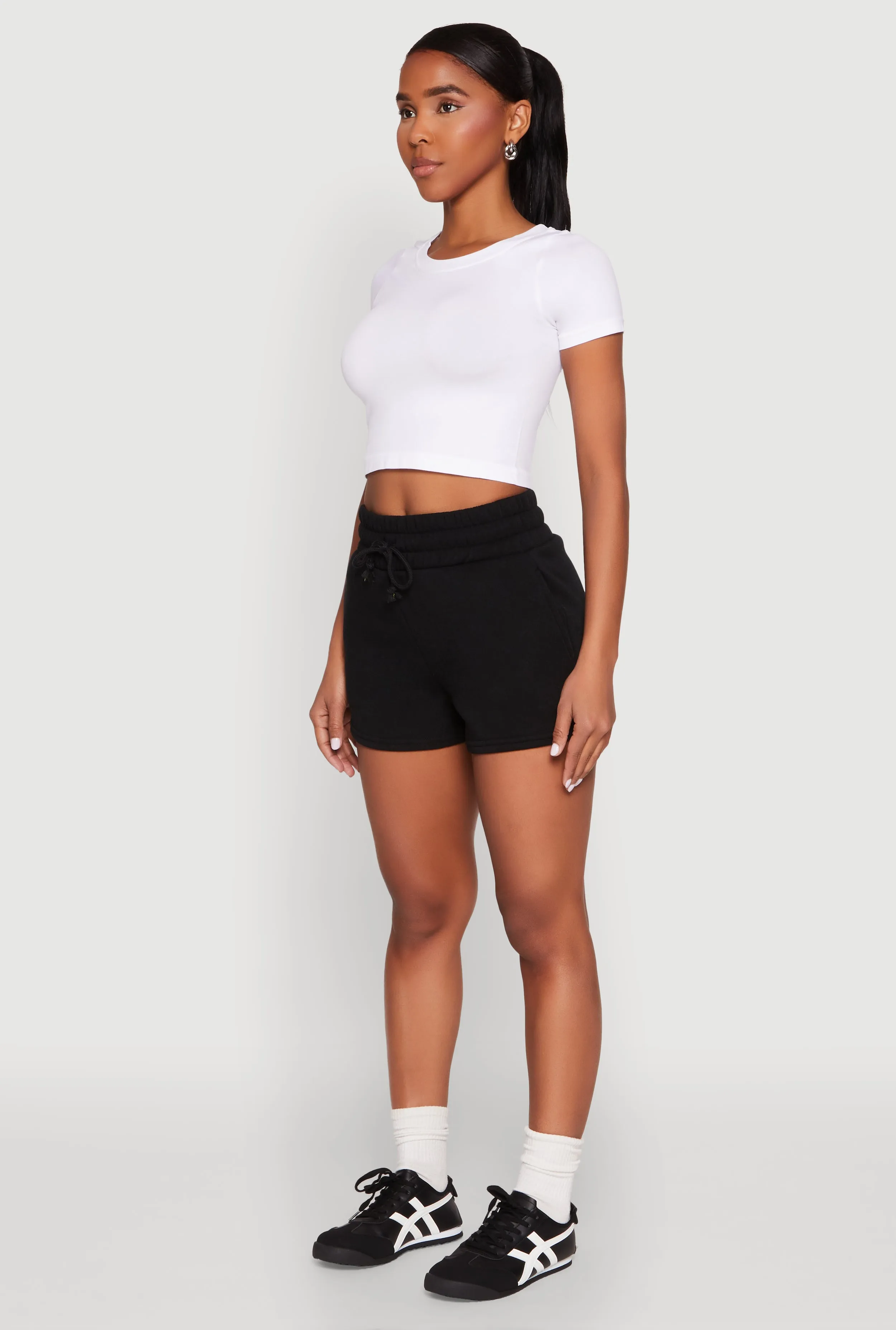 Fleece High Waisted Drawstring Shorts sold by Rainbow product image thumbnail 3