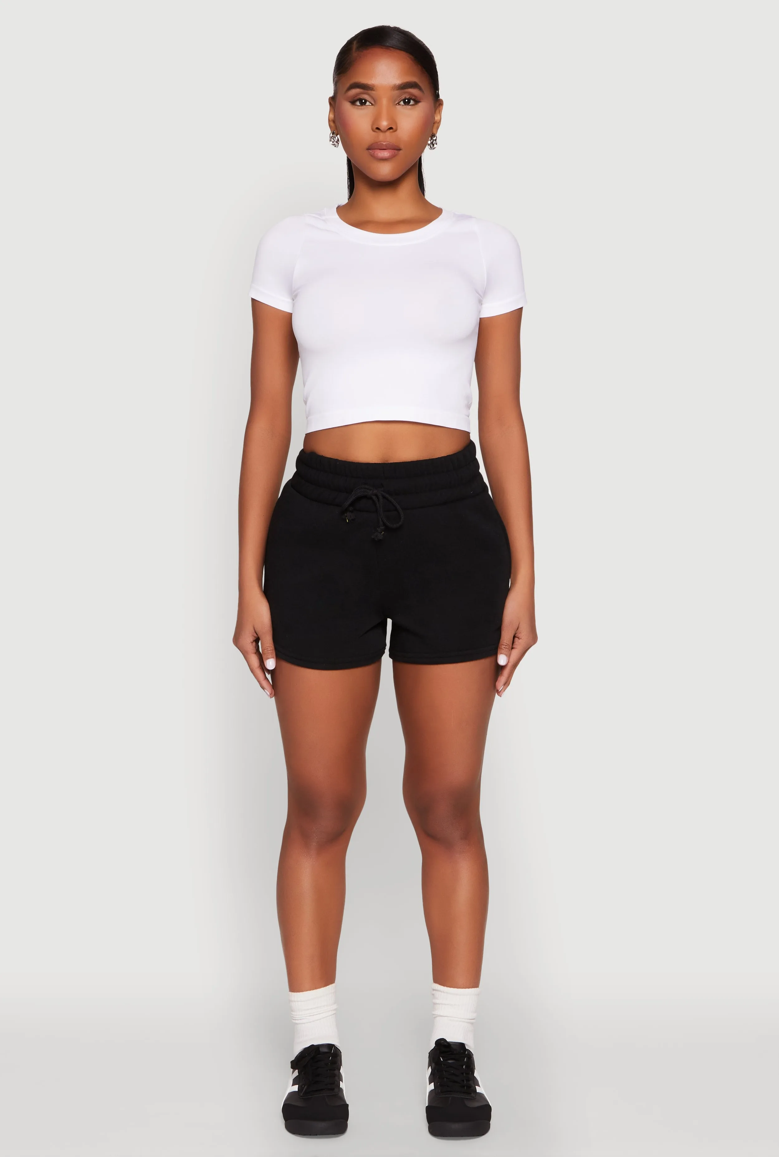 Fleece High Waisted Drawstring Shorts sold by Rainbow