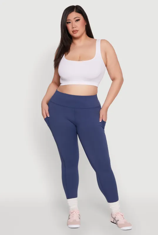 Plus Size Snatched High Waisted Cell Phone Pocket Leggings sold by Rainbow