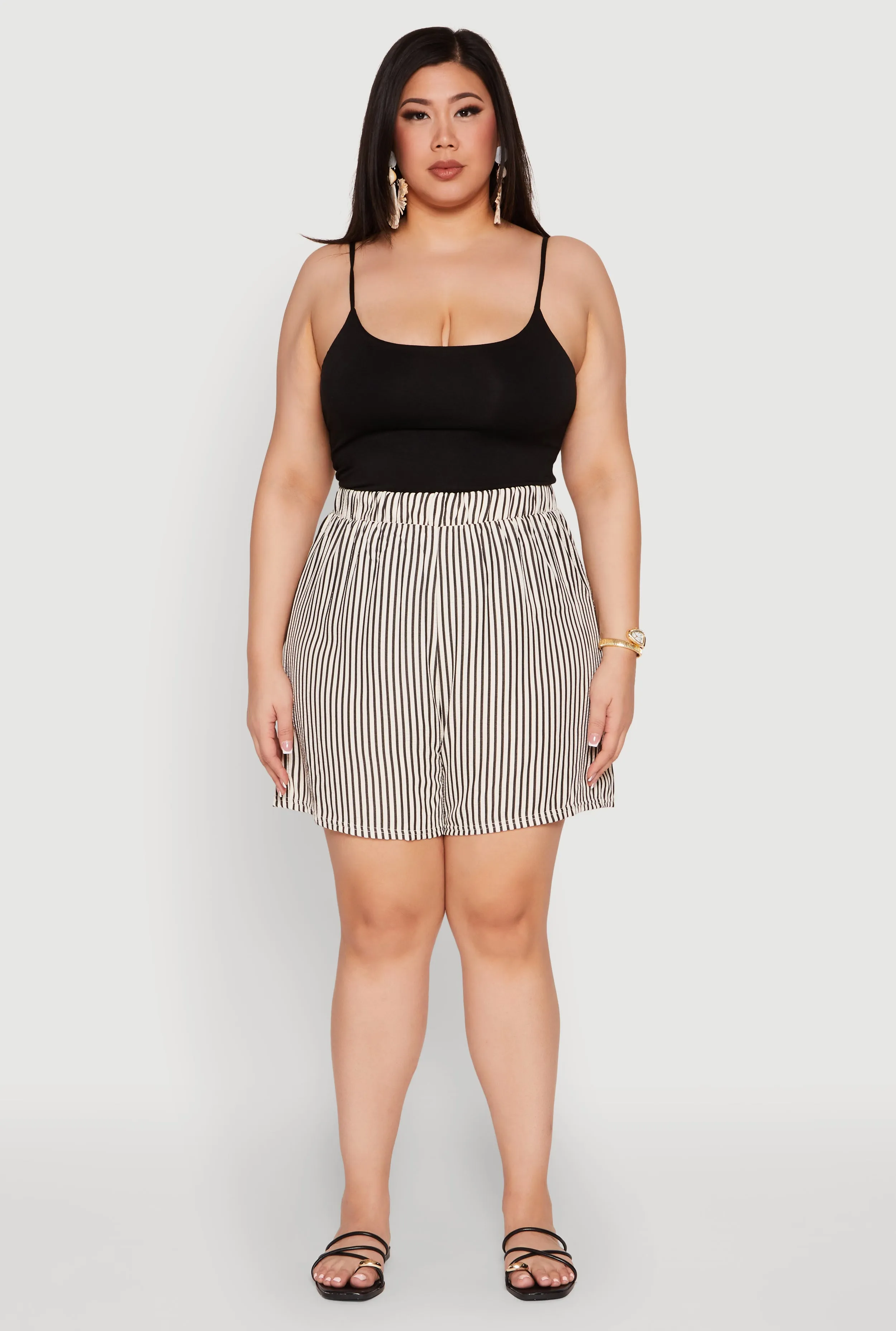 Plus Size High Waisted Striped Shorts sold by Rainbow product image thumbnail 2