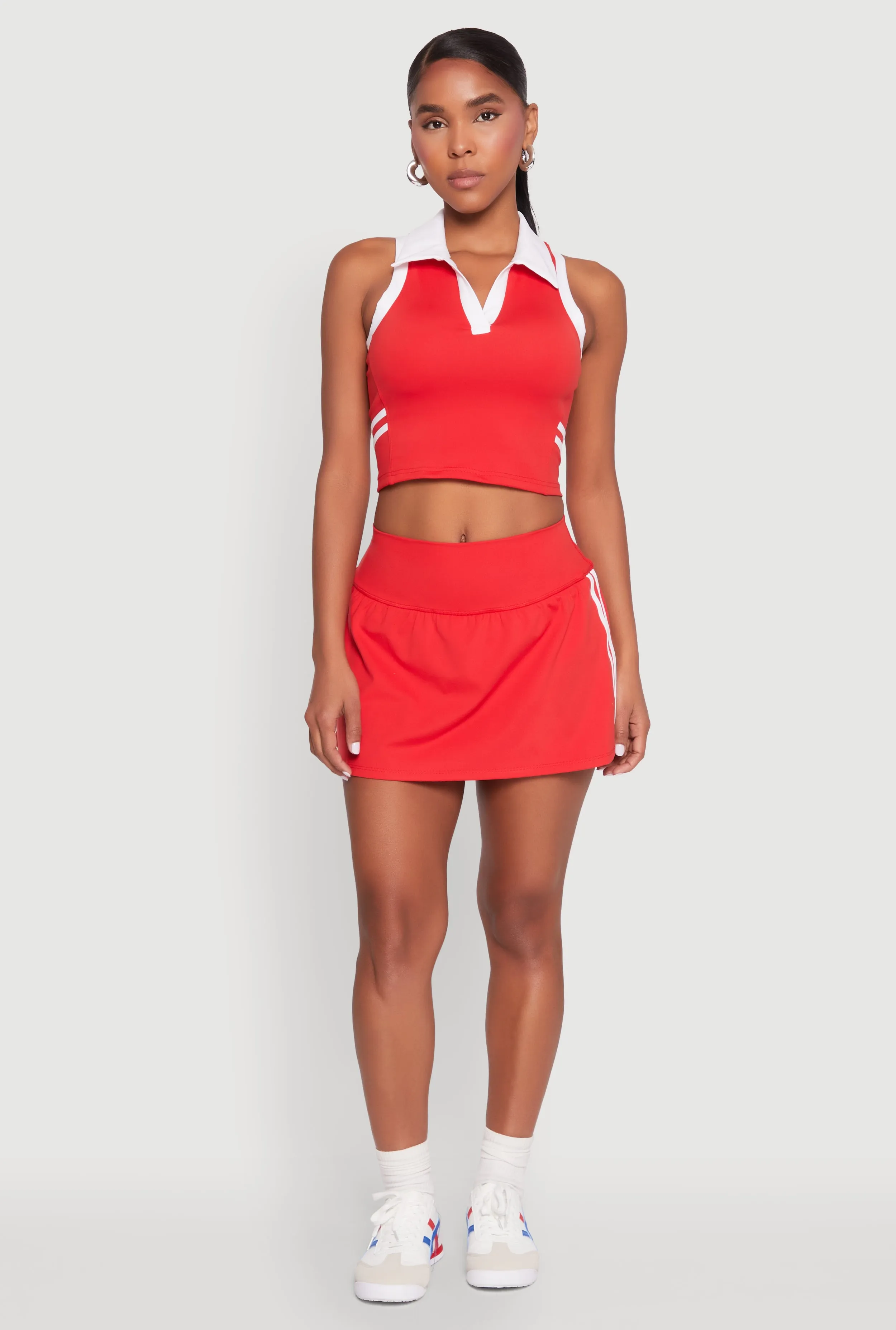 Varsity Stripe Sleeveless Cropped Polo Top sold by Rainbow product image thumbnail 3