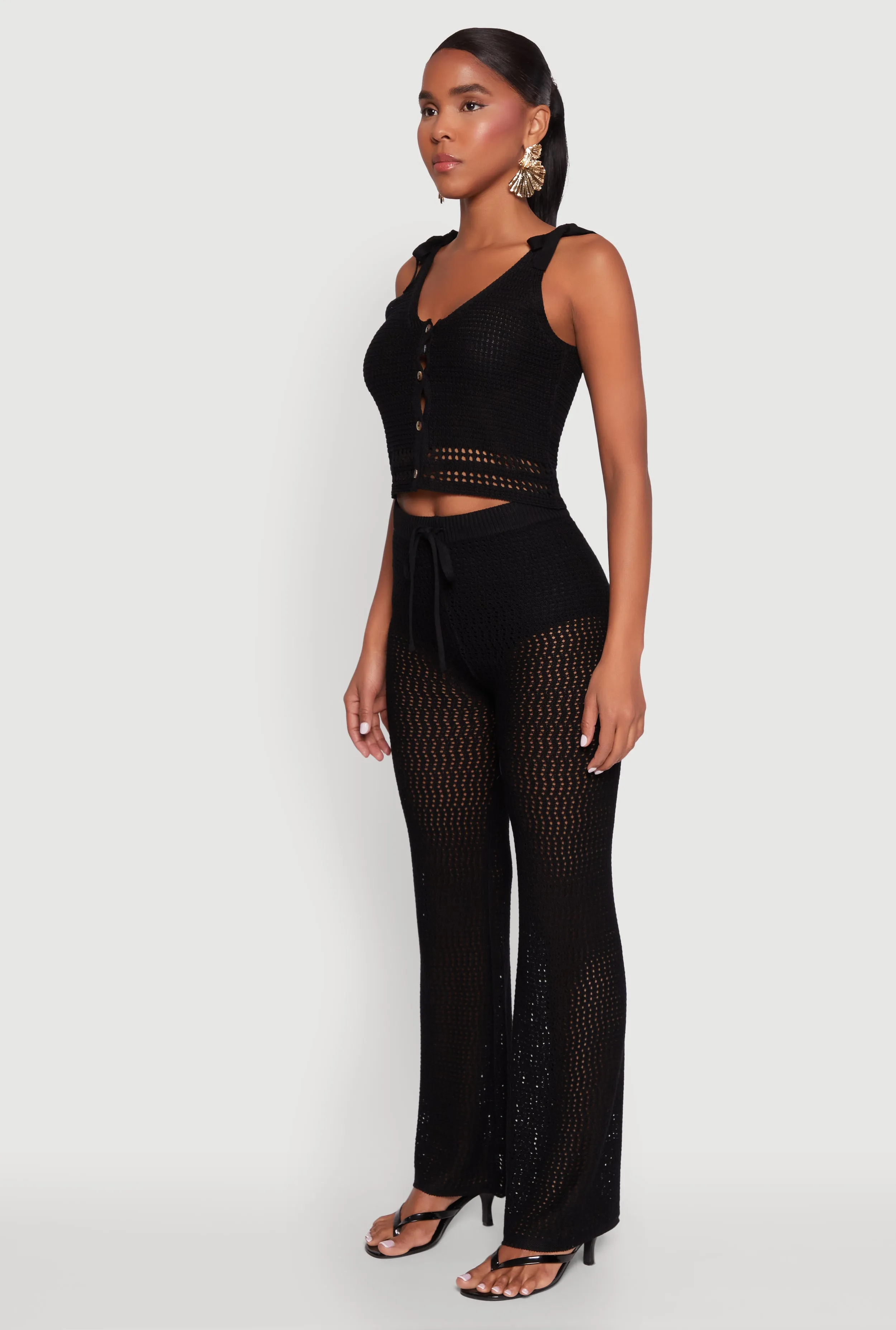 Crochet Tie Sleeve Crop Top sold by Rainbow product image thumbnail 5