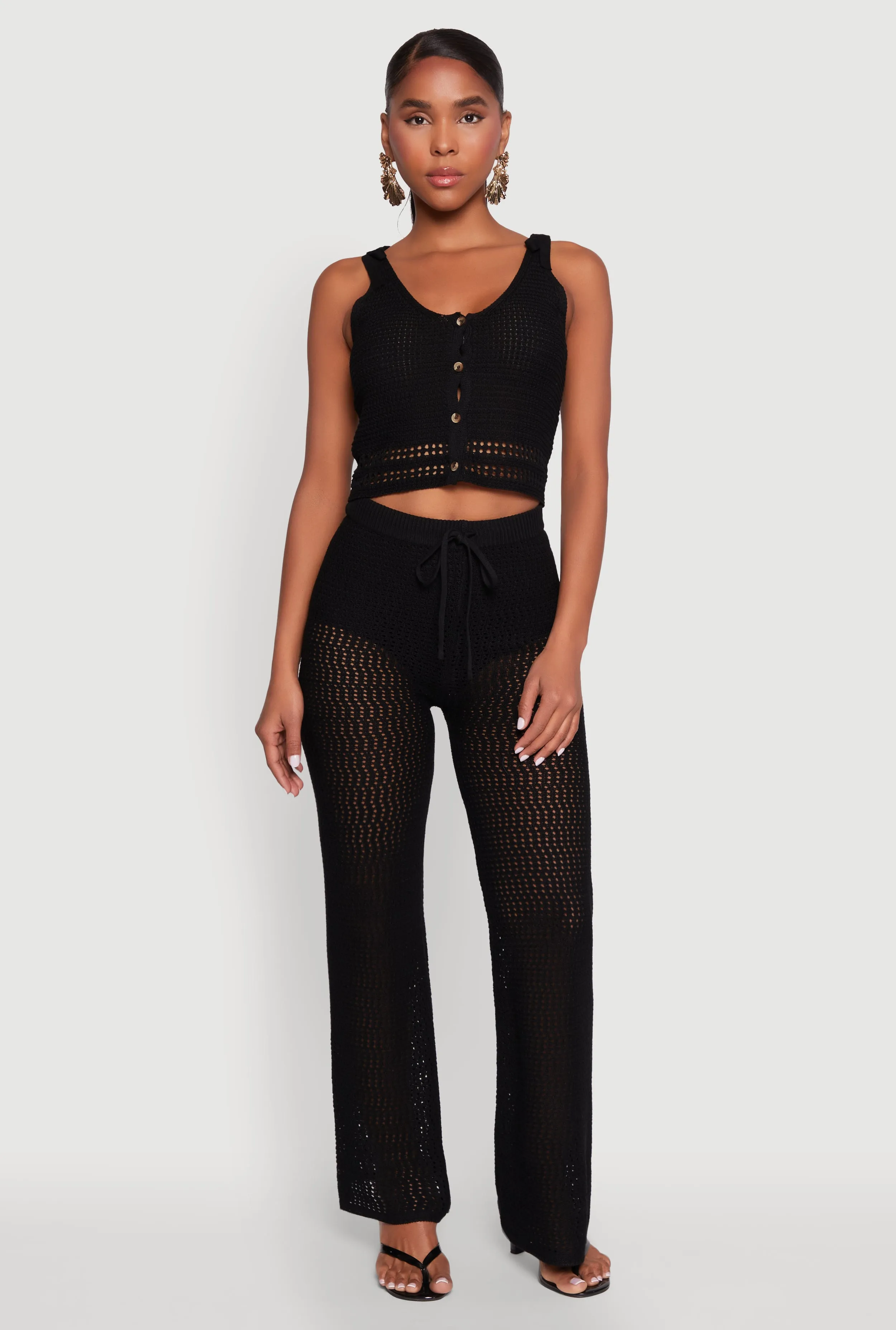 Crochet Tie Sleeve Crop Top sold by Rainbow product image thumbnail 3