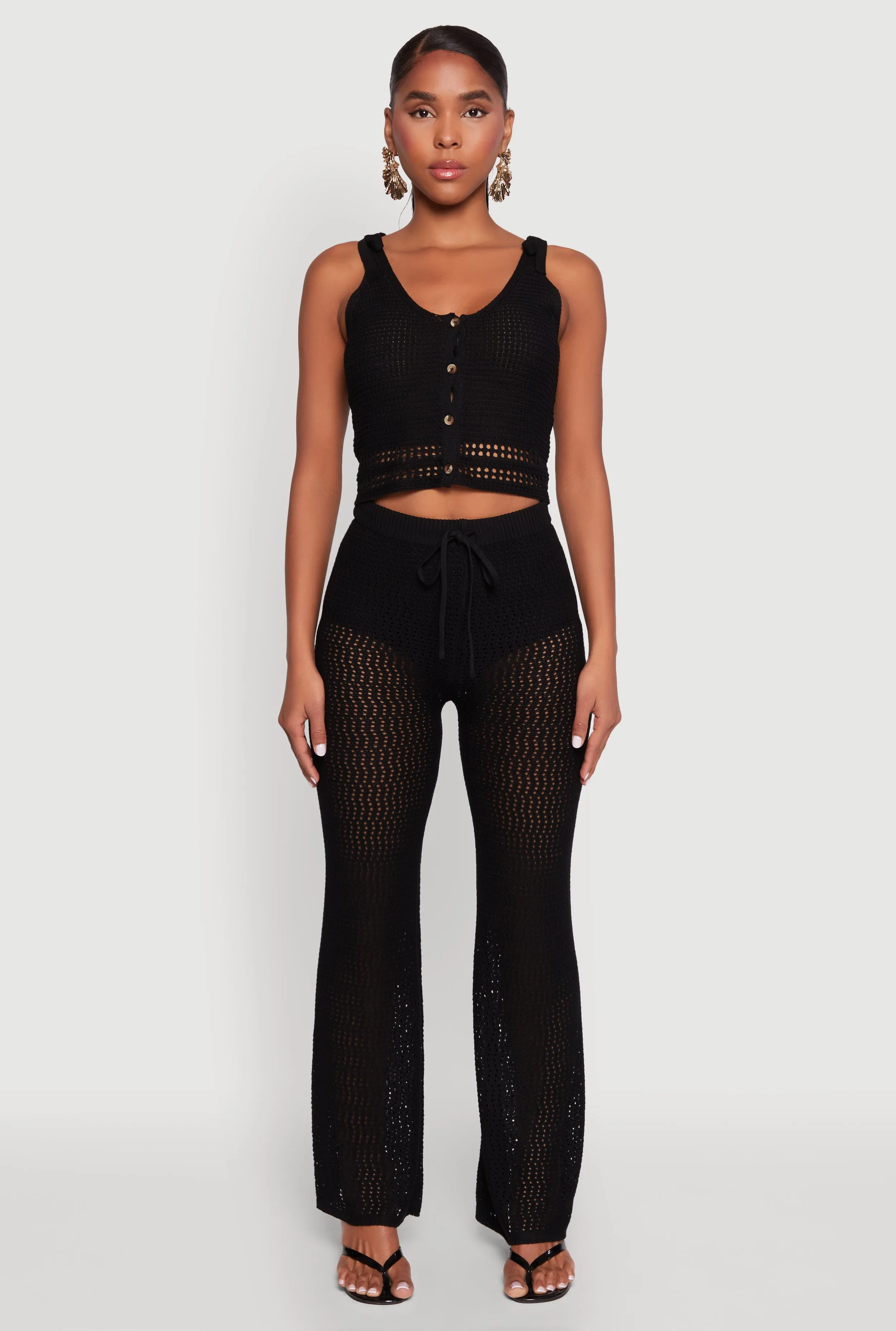 Crochet Tie Sleeve Crop Top sold by Rainbow product image thumbnail 2