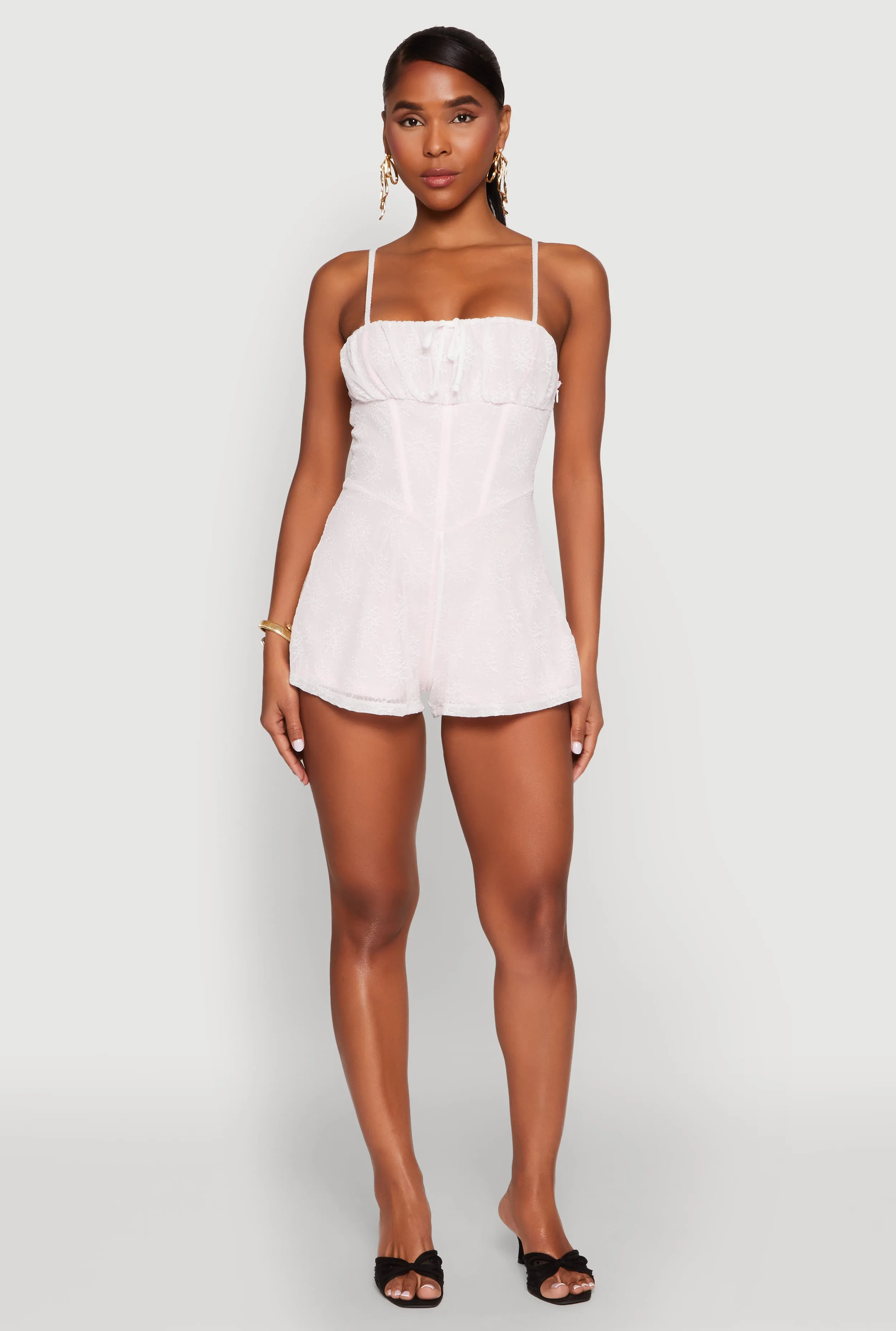 Lace Square Neck Romper sold by Rainbow