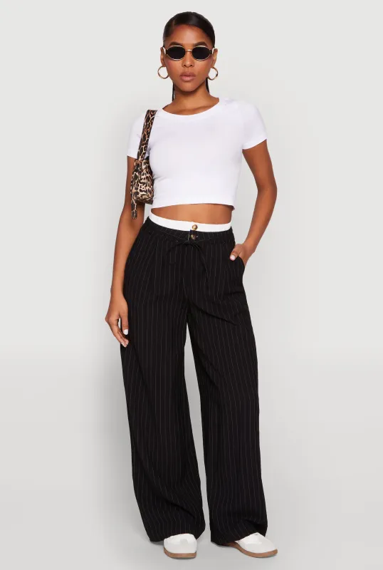 Iris Contrast Waistband Pinstripe Trousers sold by Rainbow