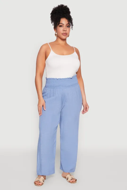 Plus Size Smocked High Waisted Pants sold by Rainbow