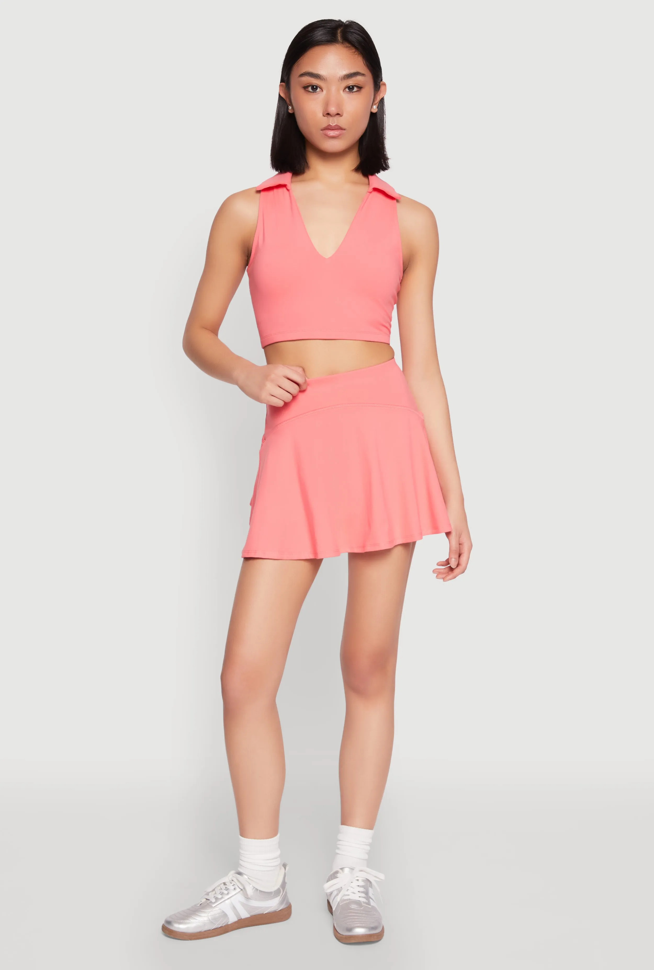 Tiered Back High Waist Skater Skort sold by Rainbow