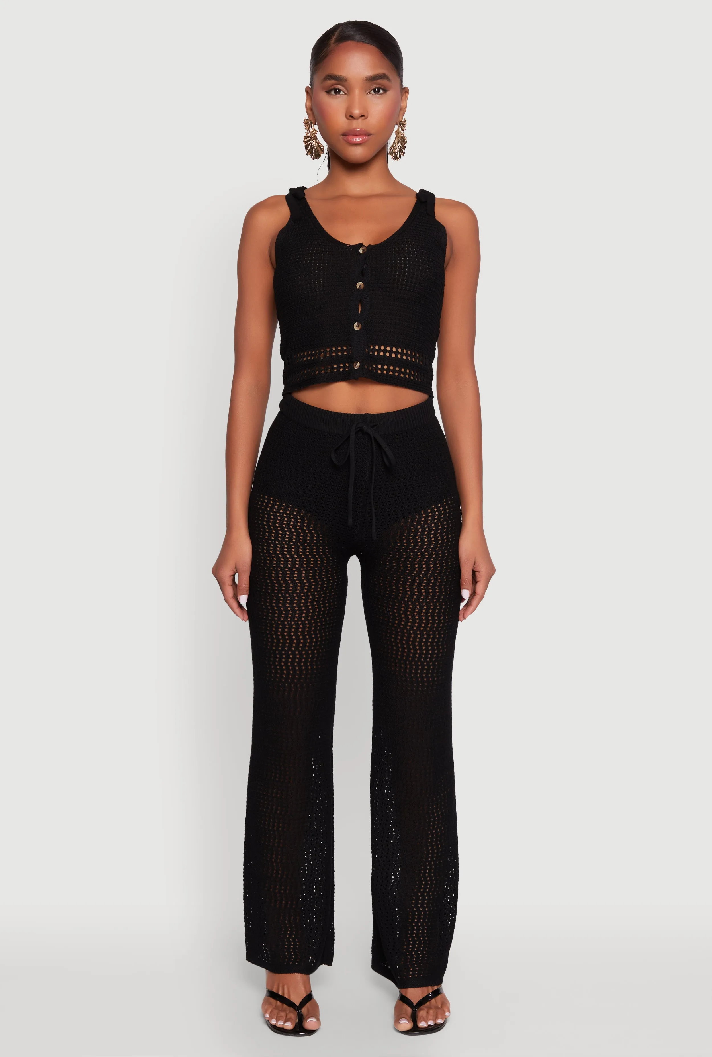 Crochet High Waisted Drawstring Pants sold by Rainbow