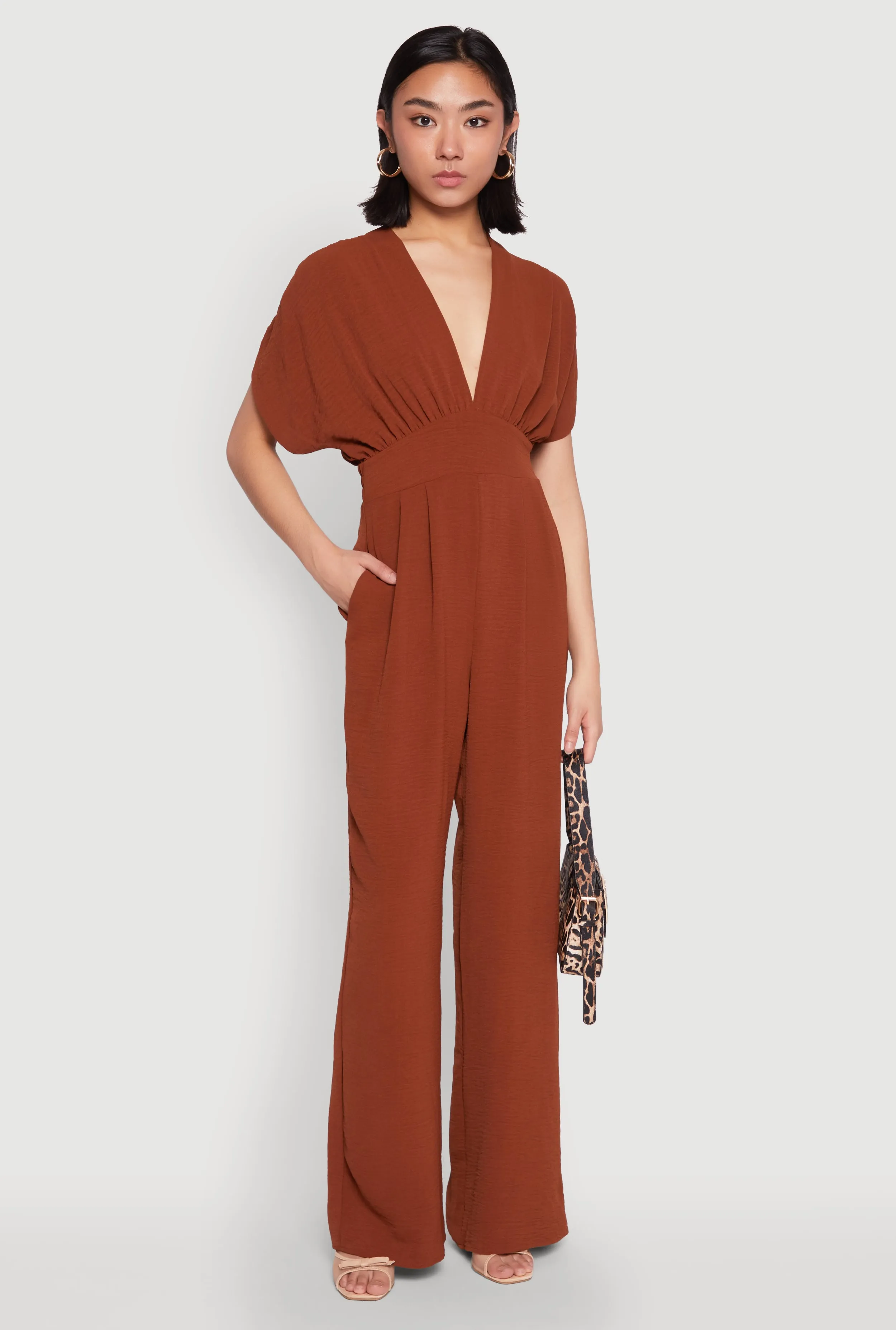 Airy Dolman Sleeve Plunge Jumpsuit sold by Rainbow product image thumbnail 2