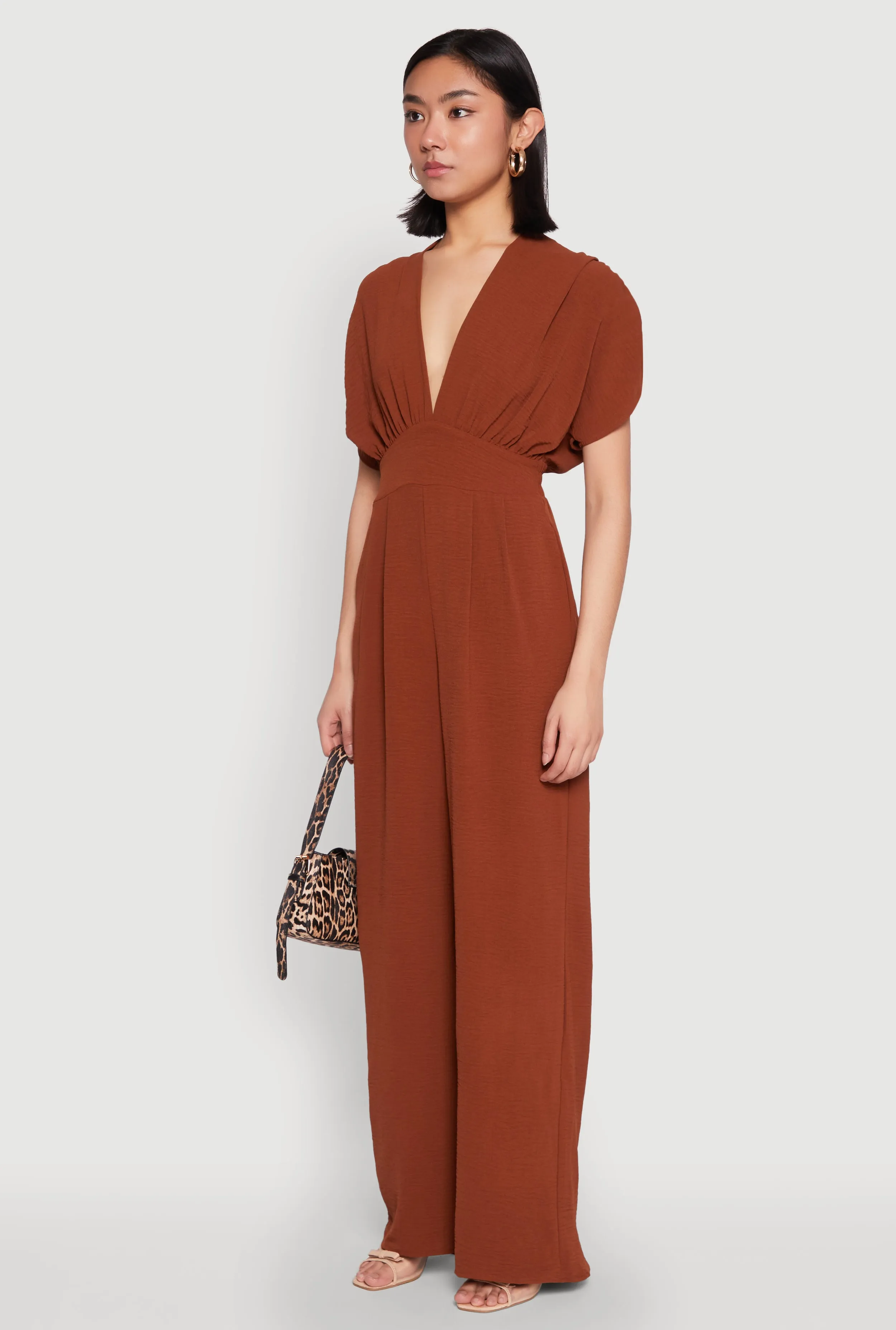 Airy Dolman Sleeve Plunge Jumpsuit sold by Rainbow product image thumbnail 3