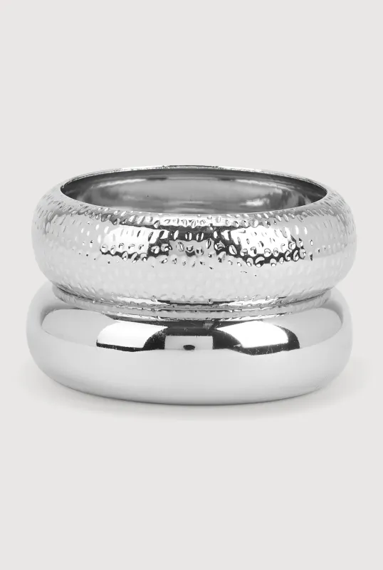 Plus Size Chunky Metallic Bangles Set of 2 sold by Rainbow