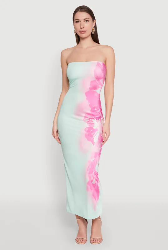 Ombre Floral Maxi Tube Dress sold by Rainbow